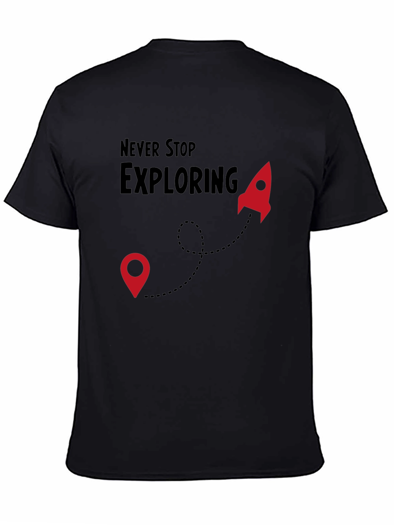 Never Stop Exploring Black T-Shirt