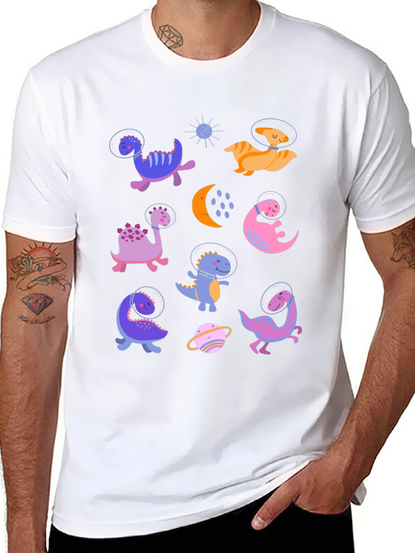 Dino Astronauts Graphic Tee - Black