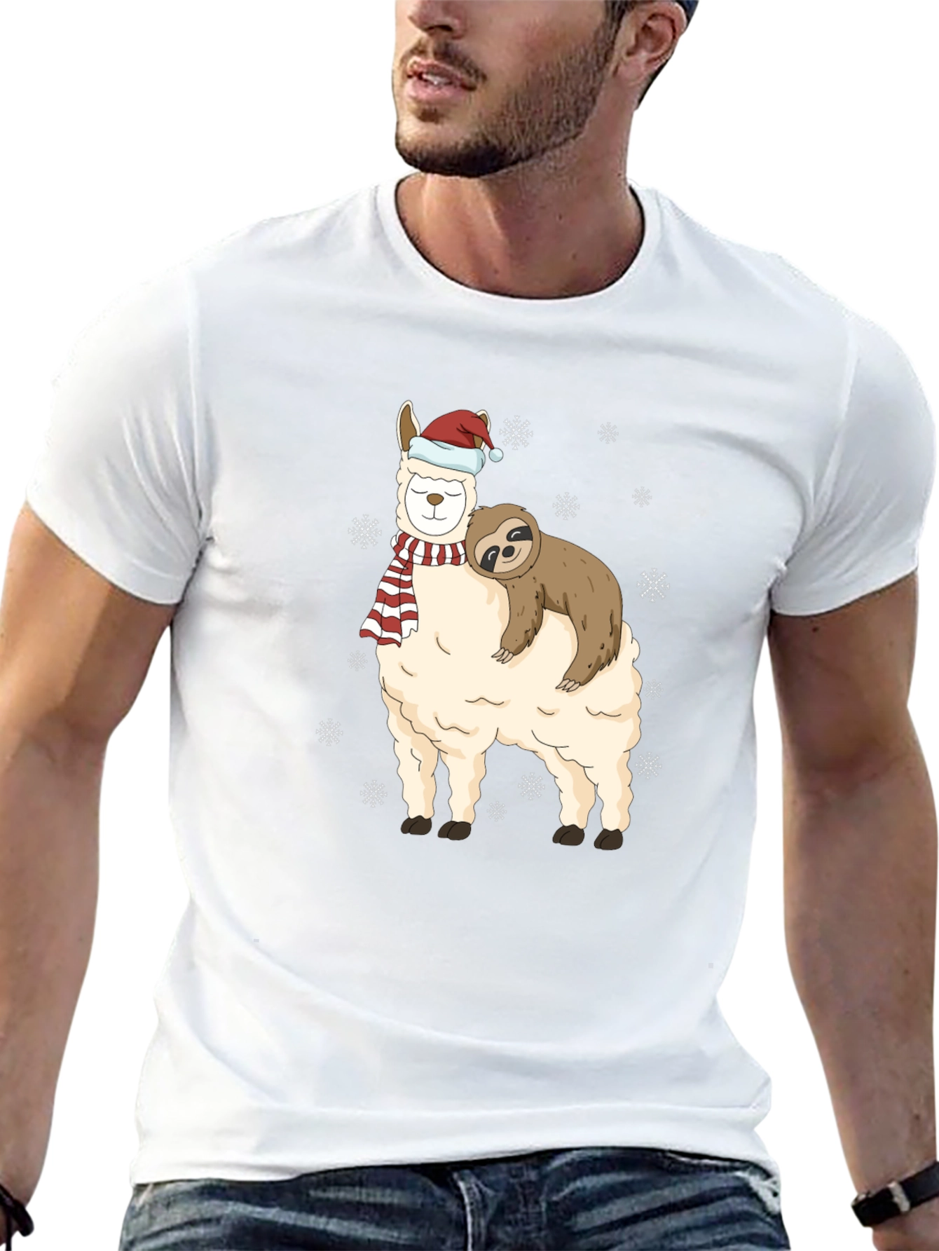 Llama Sloth Christmas Holiday T-Shirt