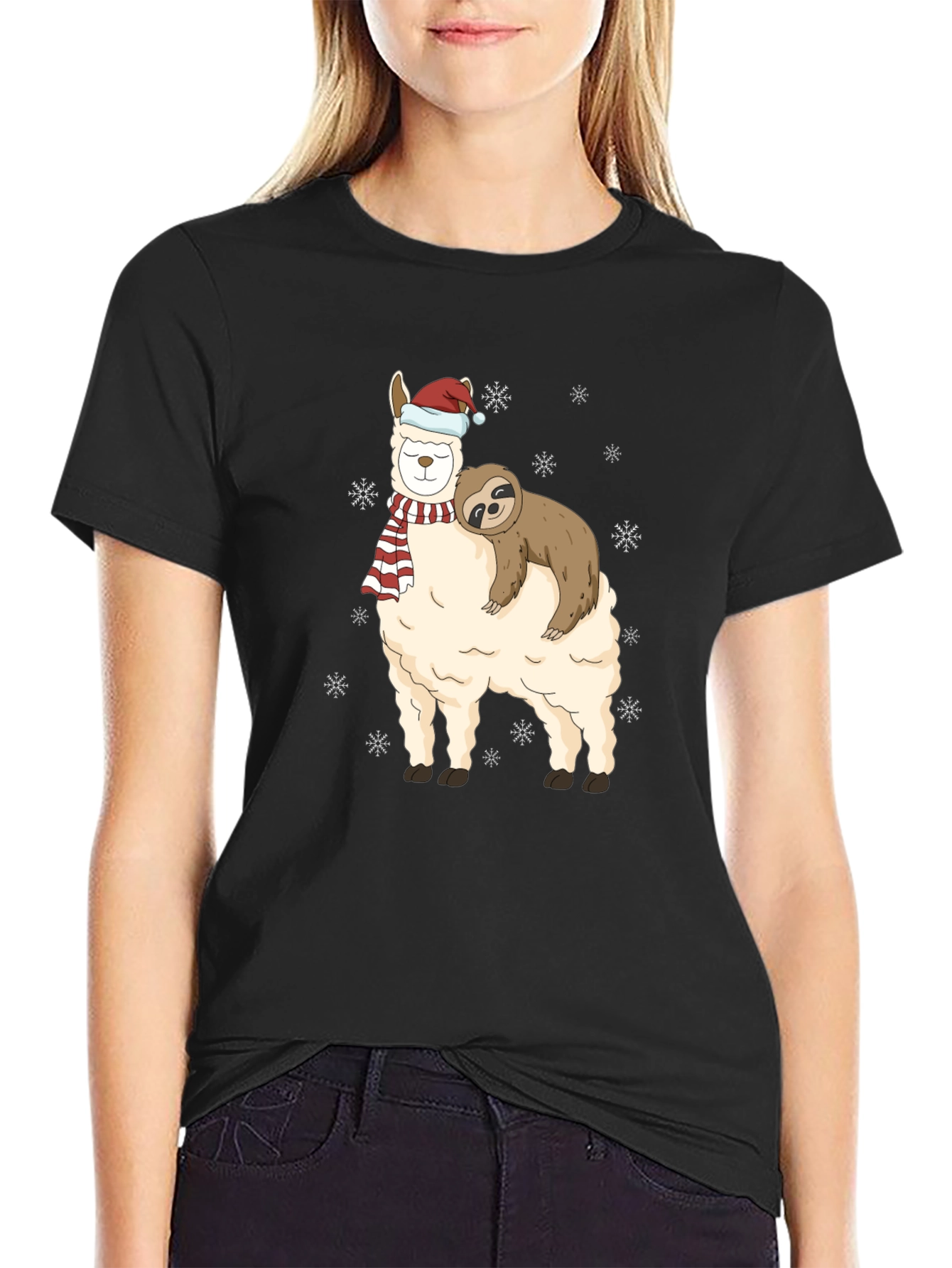 Llama Sloth Christmas Holiday T-Shirt