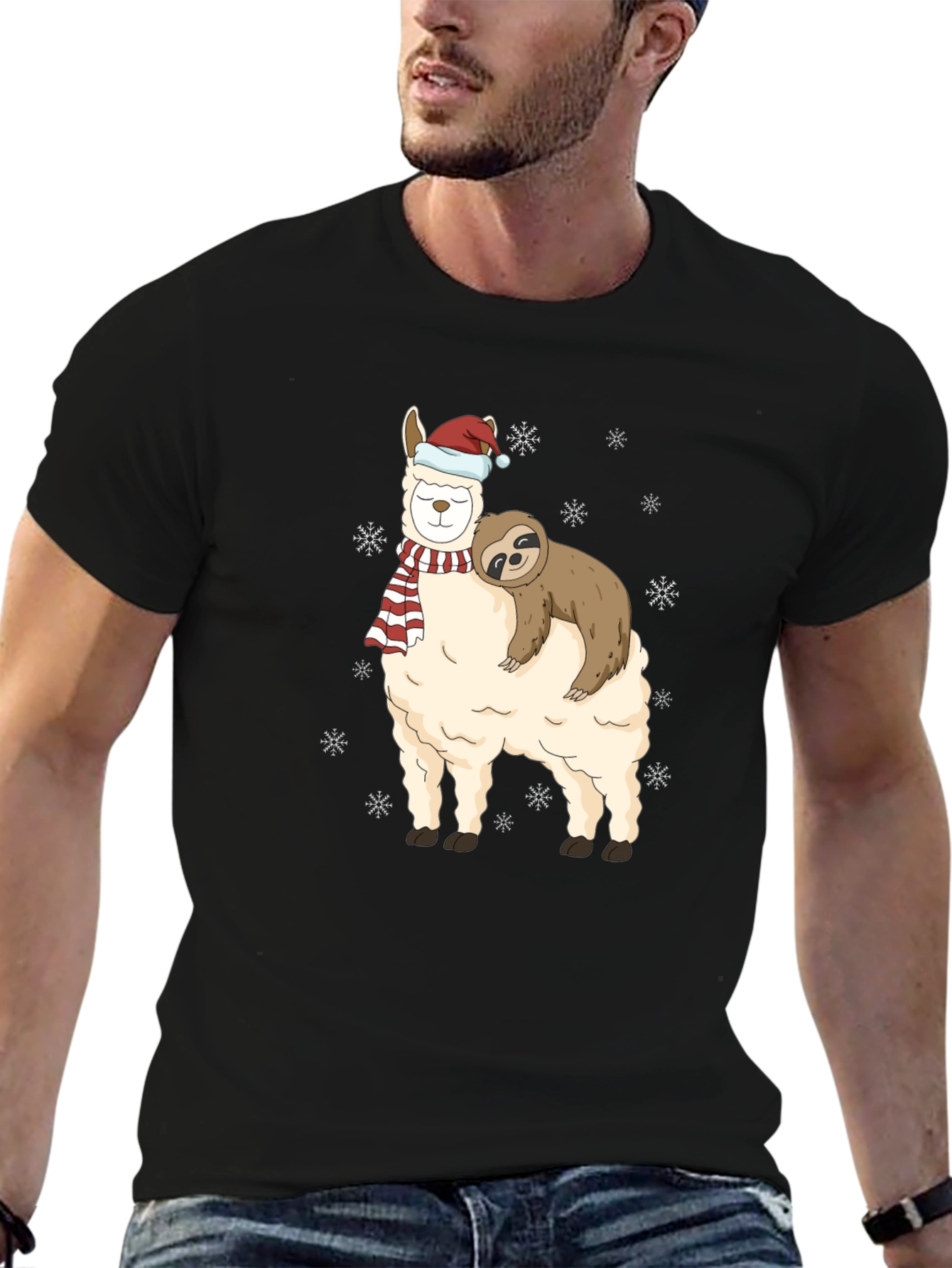 Llama Sloth Christmas Holiday T-Shirt