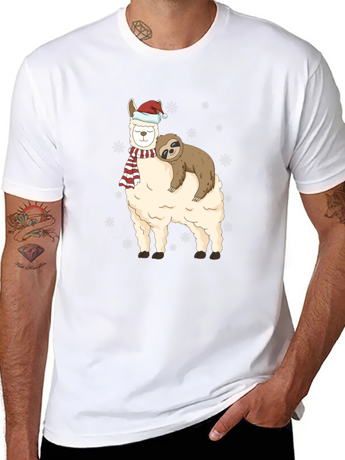 Llama Sloth Christmas Holiday T-Shirt