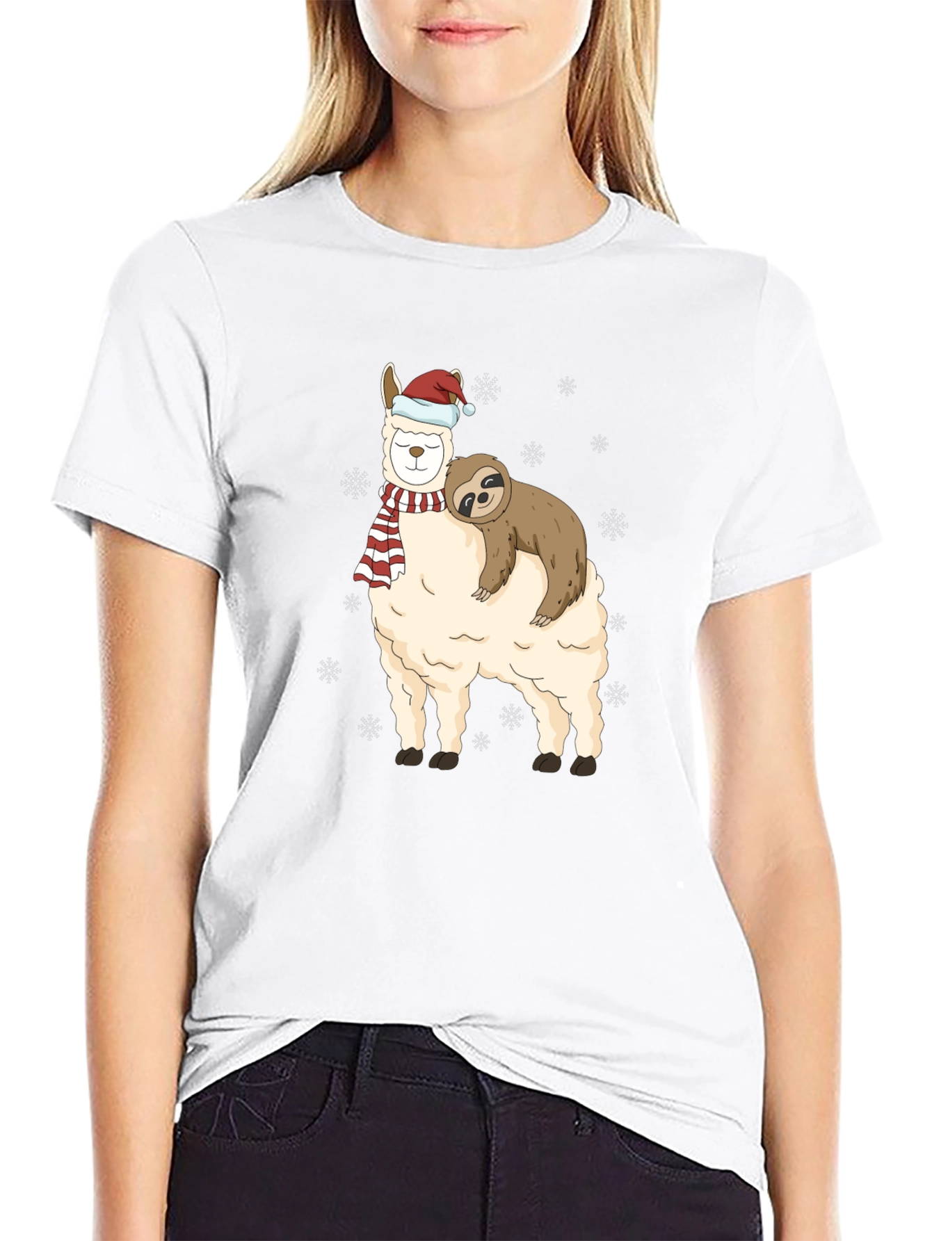Llama Sloth Christmas Holiday T-Shirt