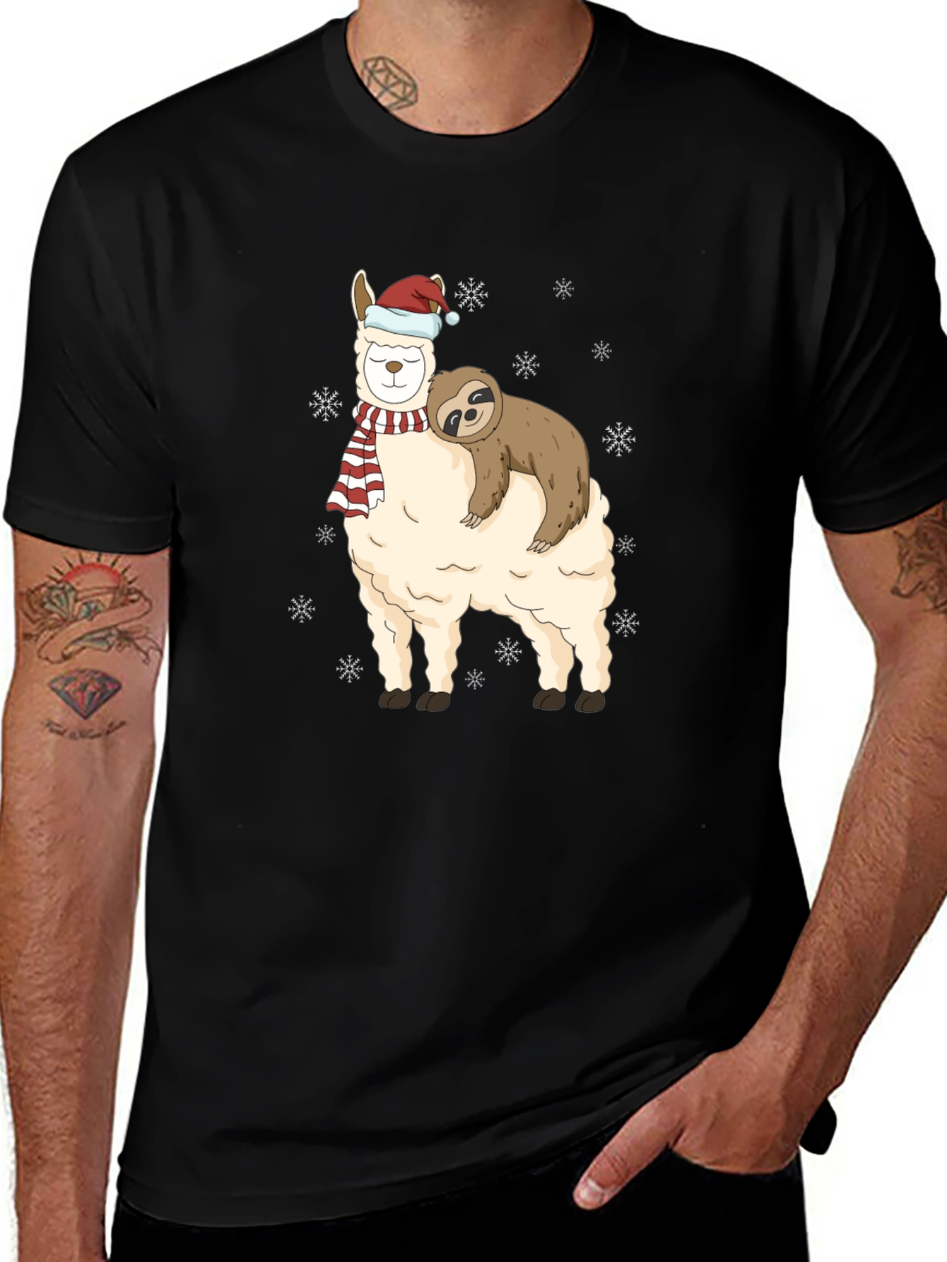 Llama Sloth Christmas Holiday T-Shirt
