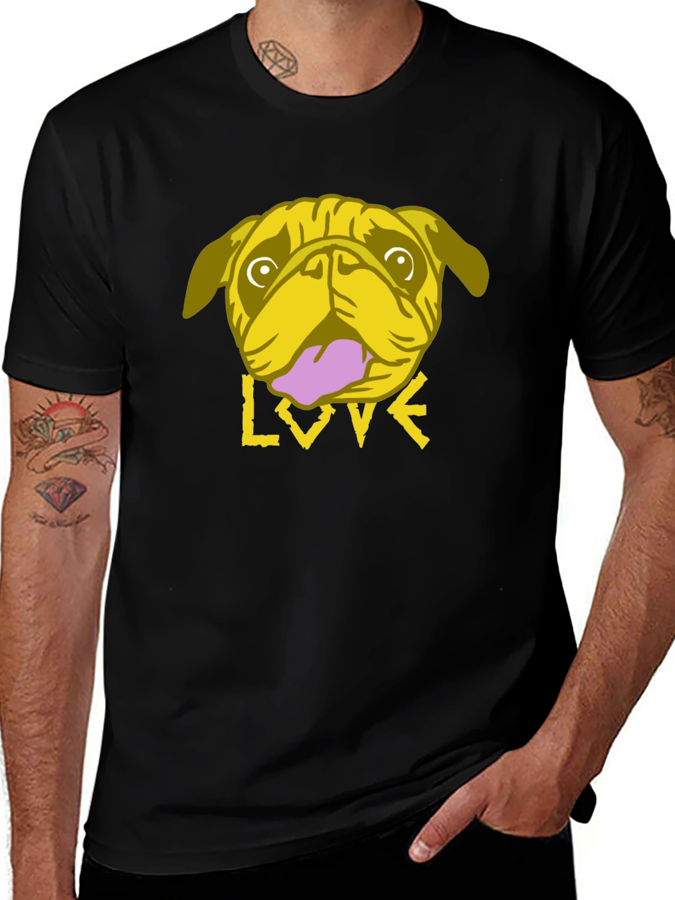Pug Love Graphic Tee - Trendy Black T-Shirt
