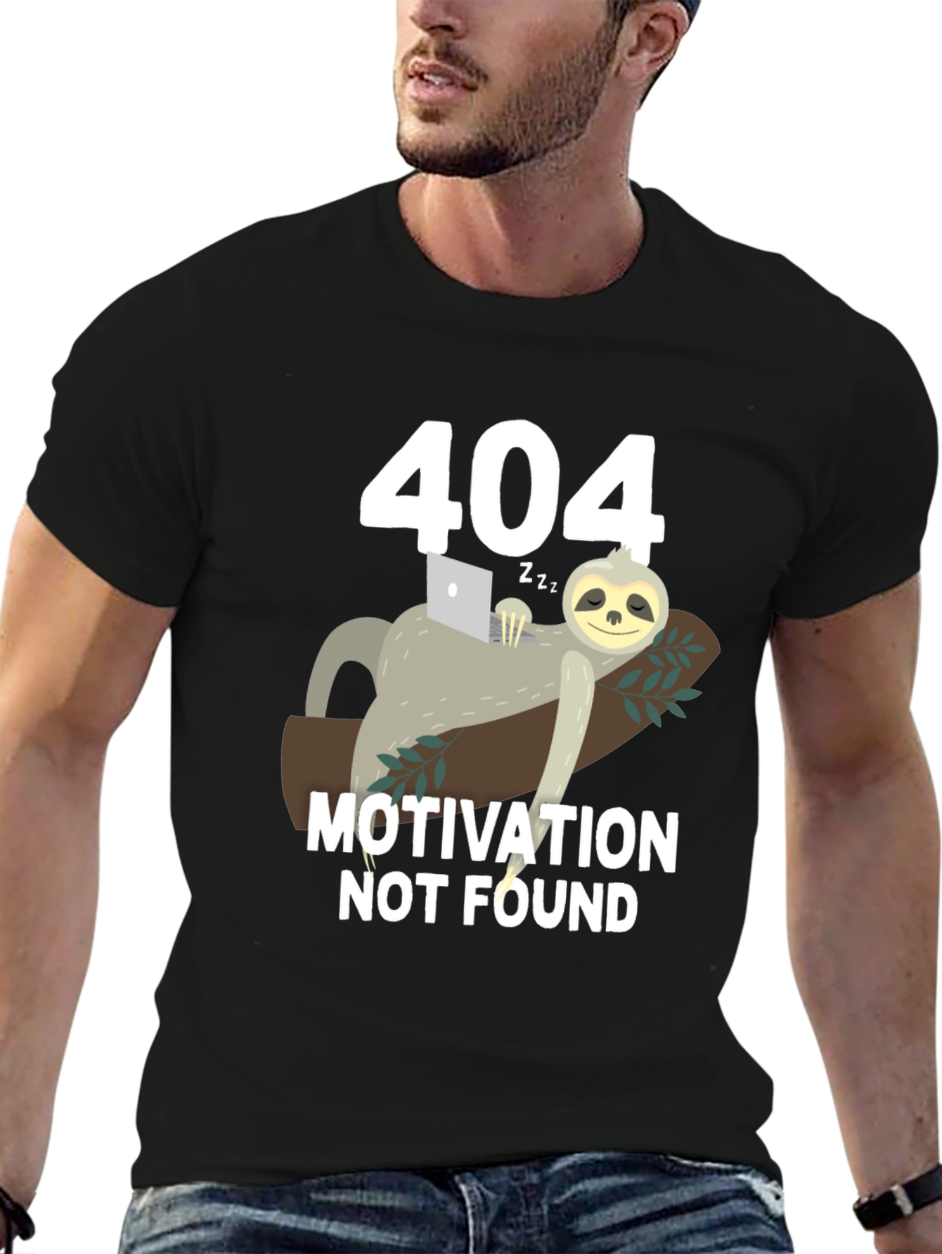 404 Motivation Not Found Sloth Graphic T-Shirt