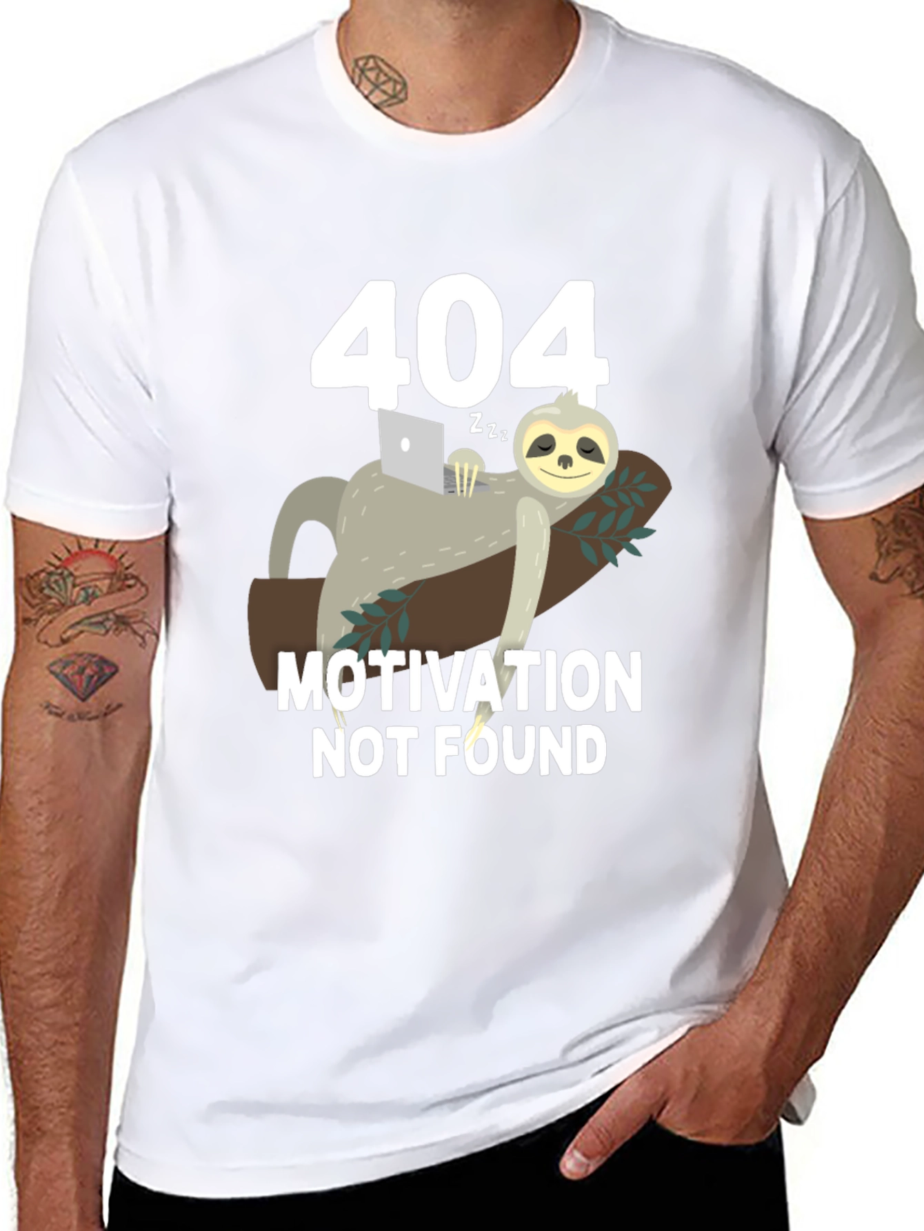 404 Motivation Not Found Sloth Graphic T-Shirt