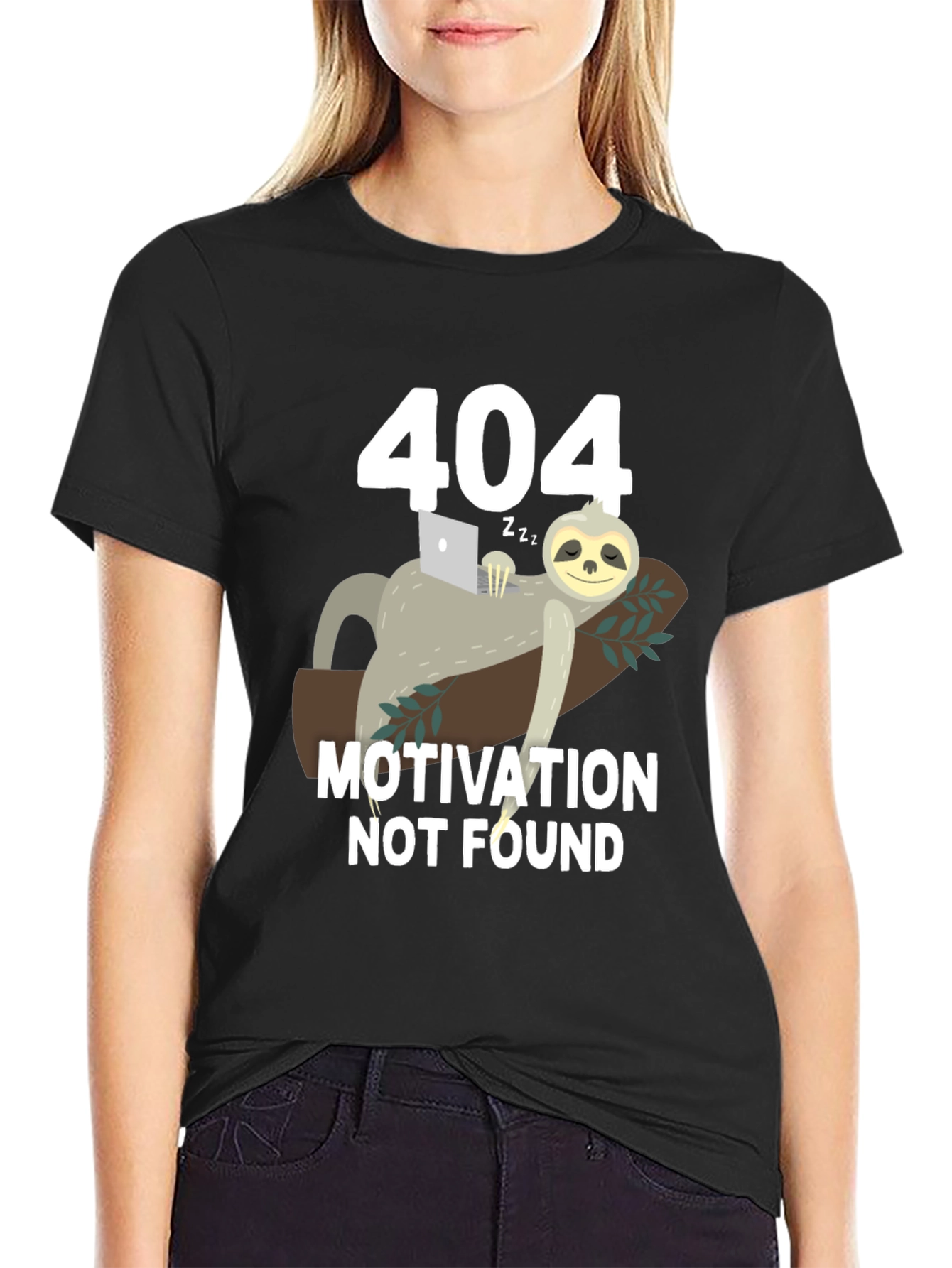 404 Motivation Not Found Sloth Graphic T-Shirt