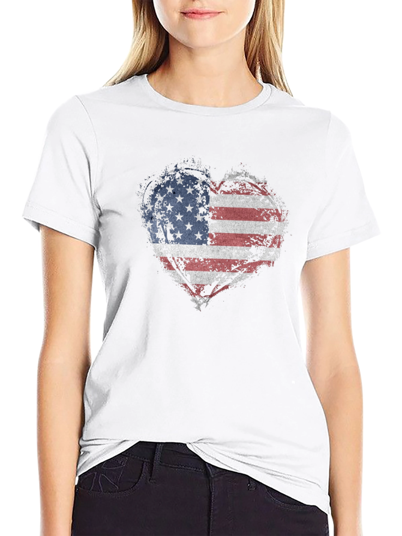 USA Flag Heart Graphic T-Shirt