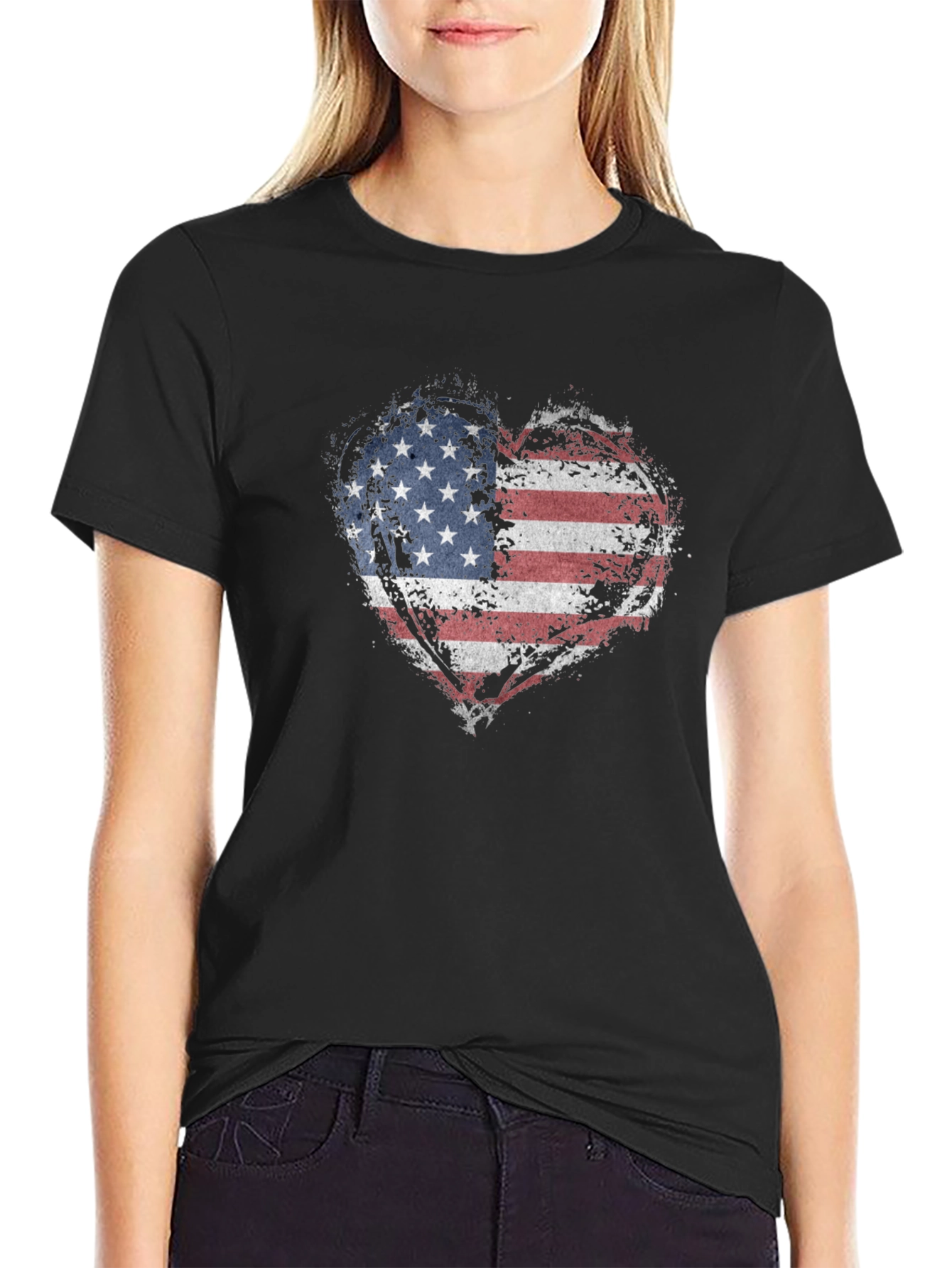 USA Flag Heart Graphic T-Shirt