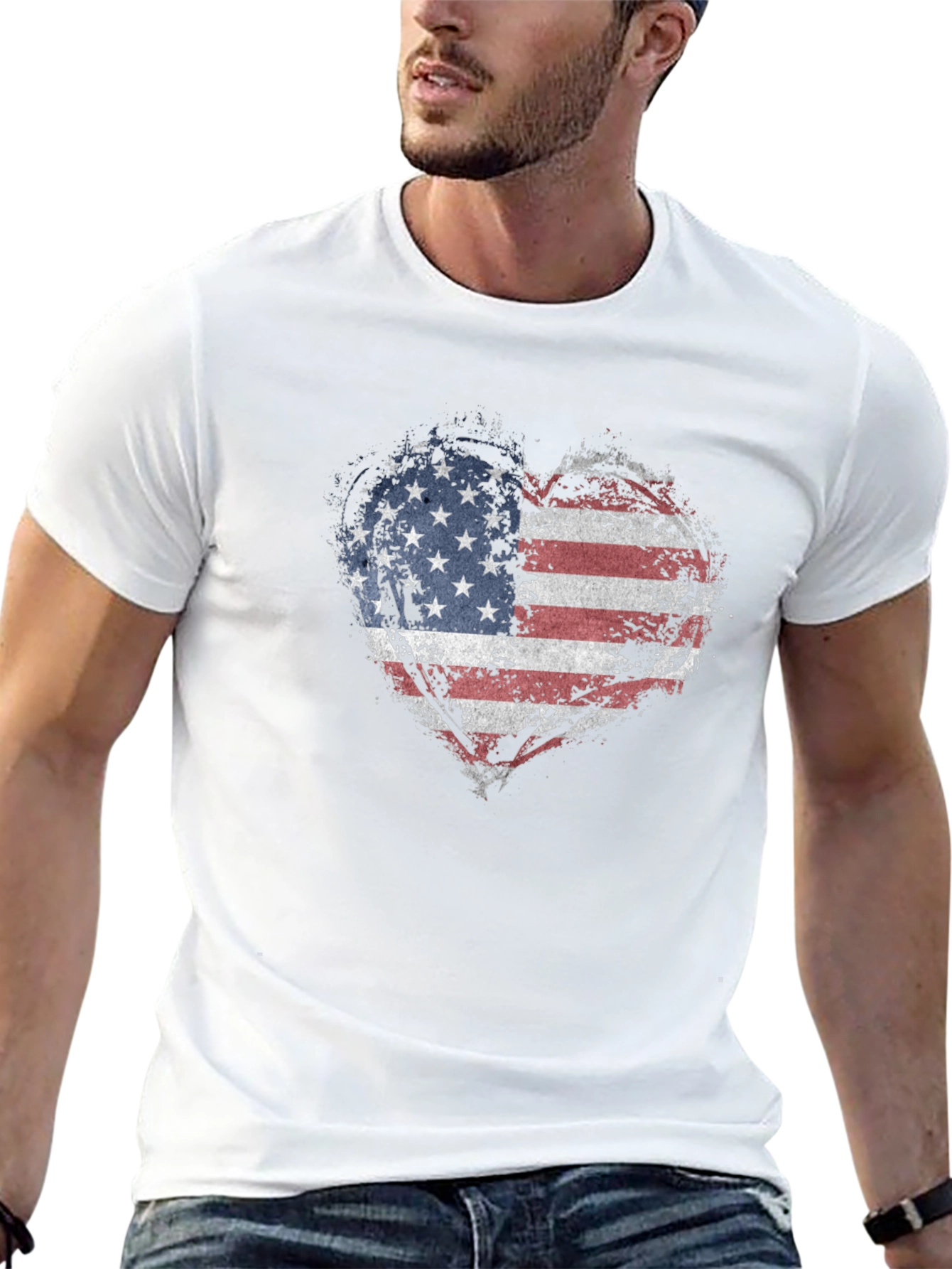 USA Flag Heart Graphic T-Shirt