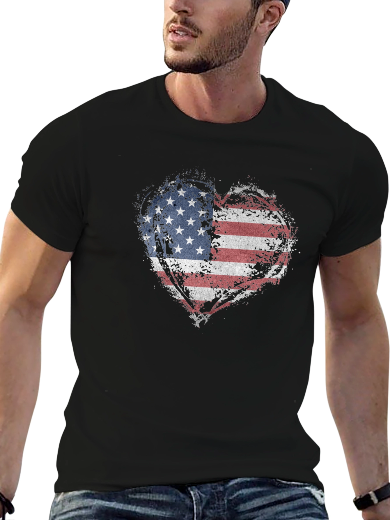 USA Flag Heart Graphic T-Shirt