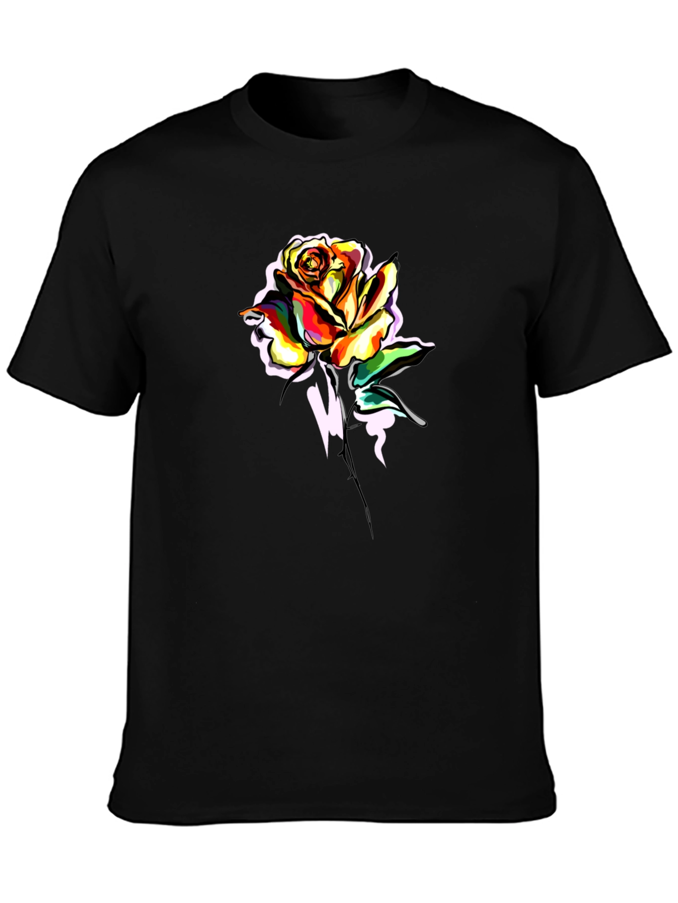 Mens Black Rose Graphic T-Shirt