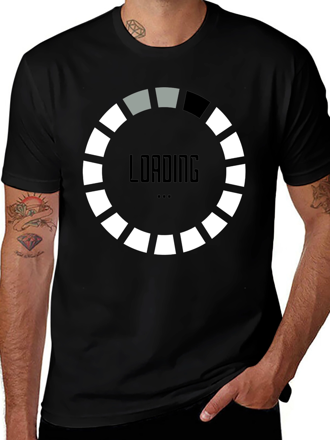Loading Screen Graphic Tee - Black Cotton Shirt