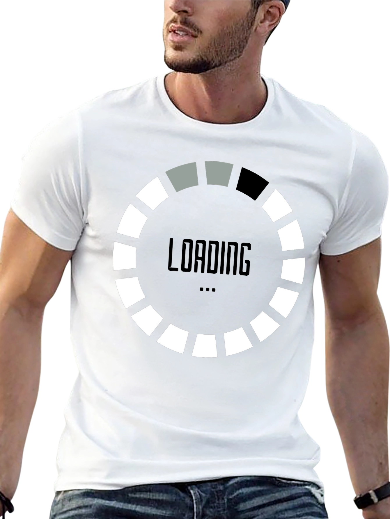 Loading Screen Graphic Tee - Black Cotton Shirt