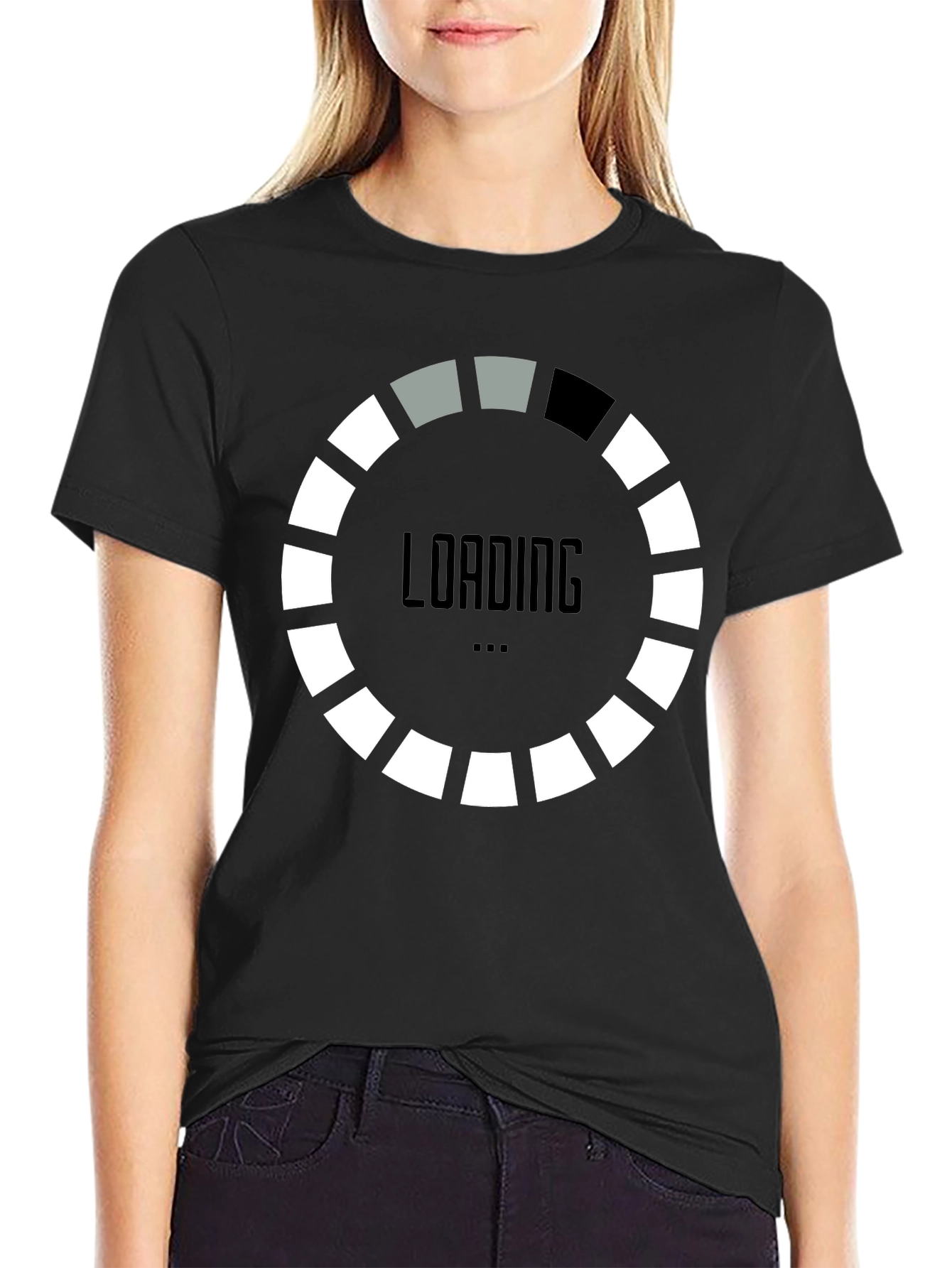 Loading Screen Graphic Tee - Black Cotton Shirt