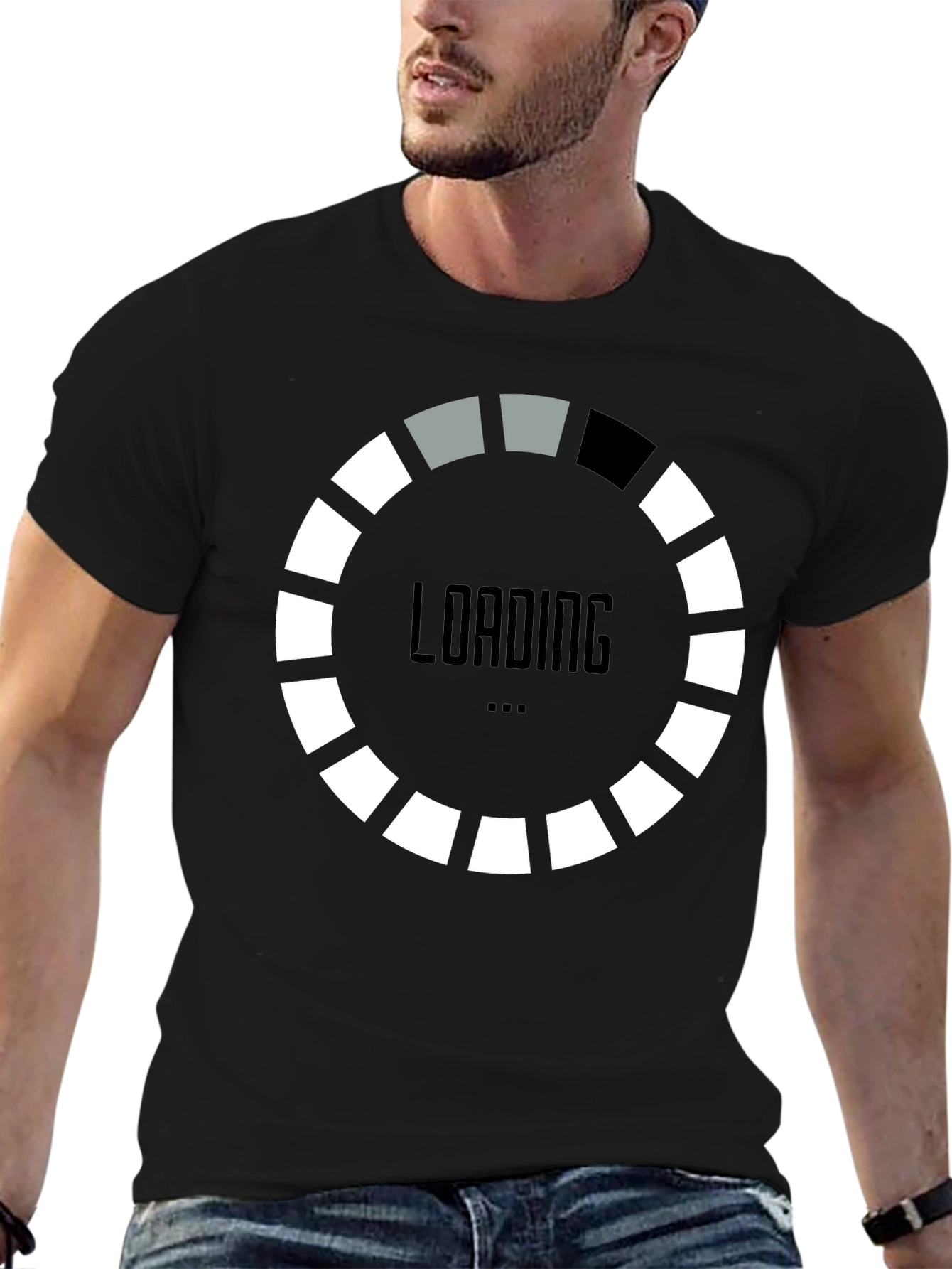 Loading Screen Graphic Tee - Black Cotton Shirt