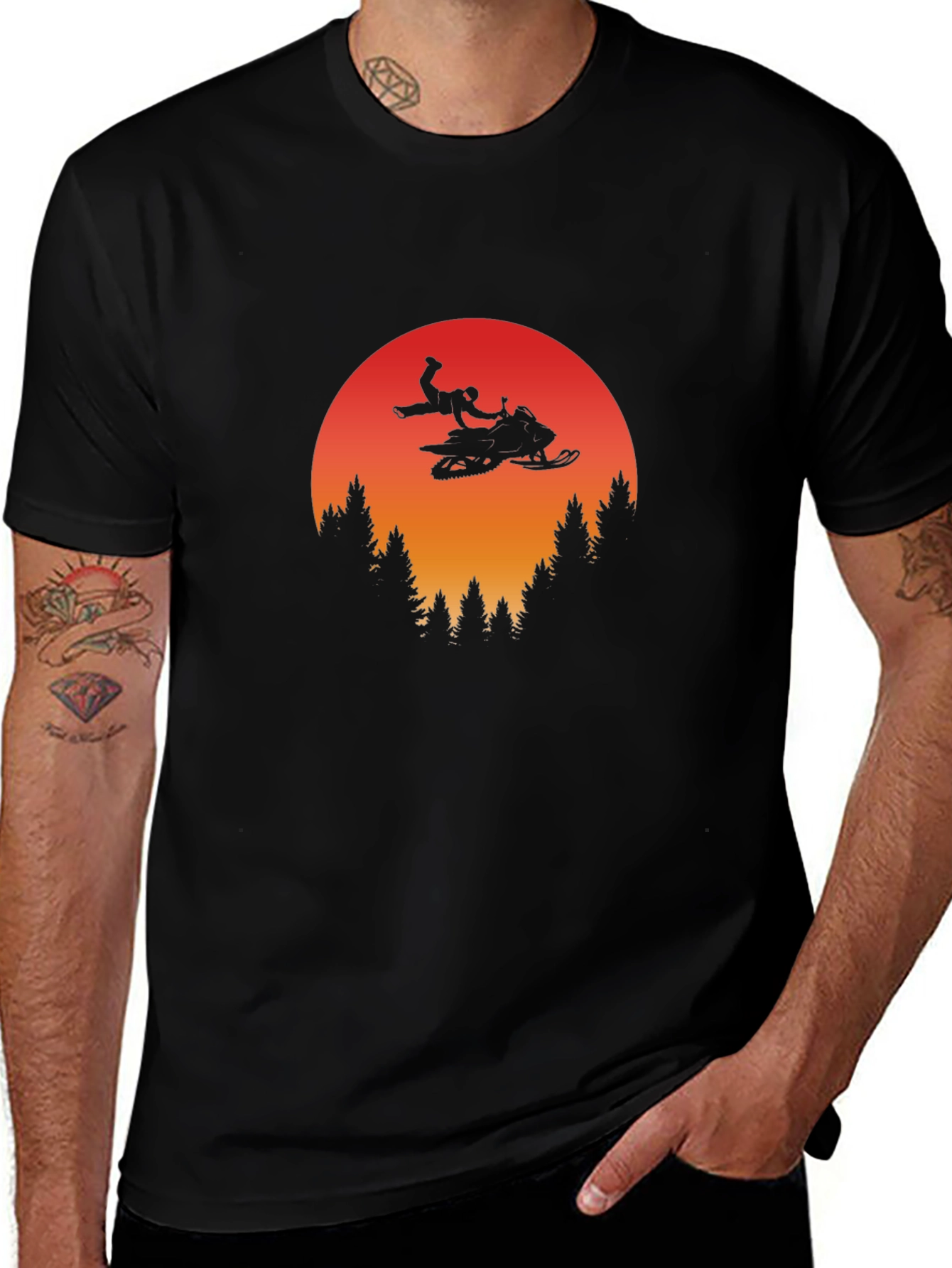 Snowmobile Sunset Graphic Tee