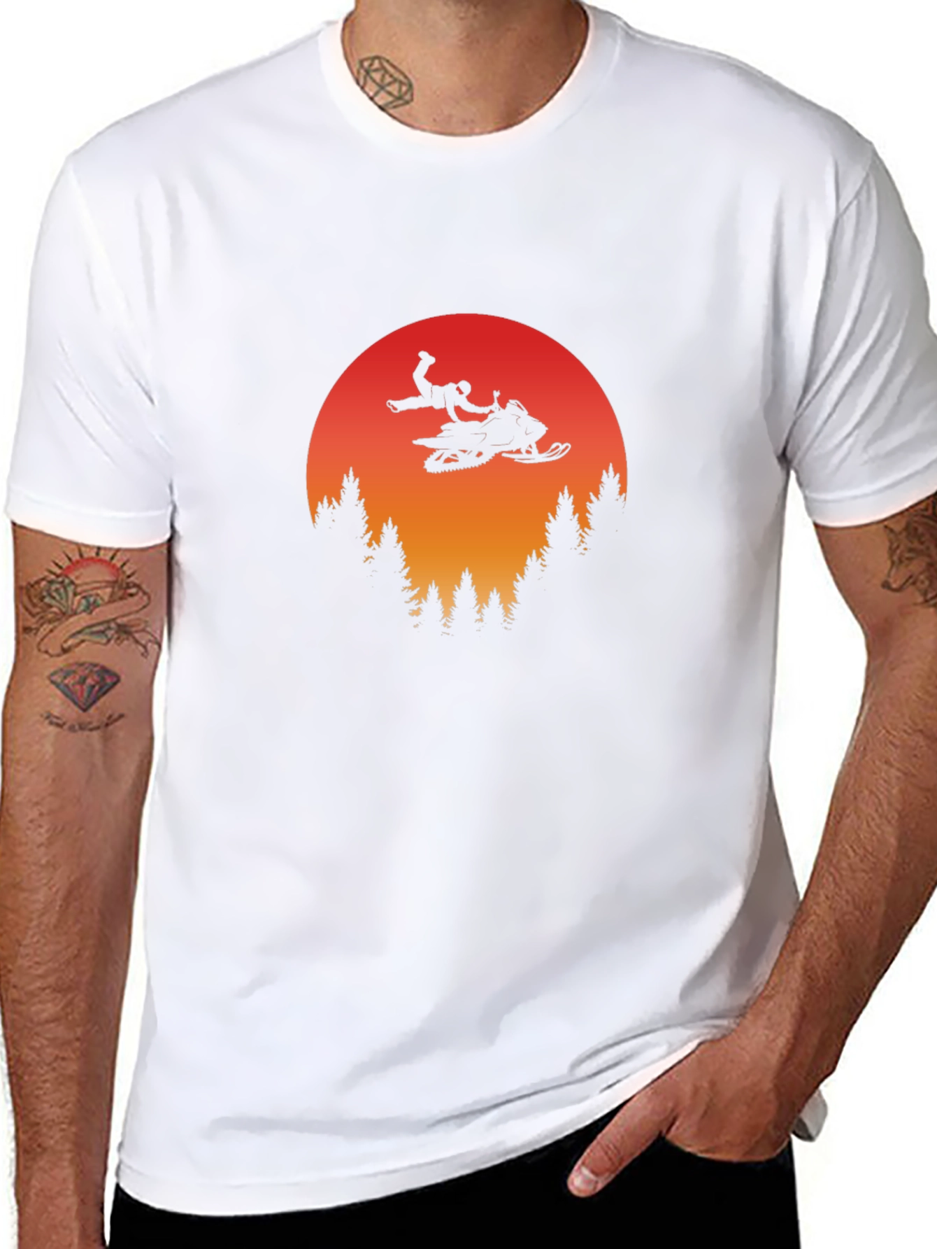 Snowmobile Sunset Graphic Tee