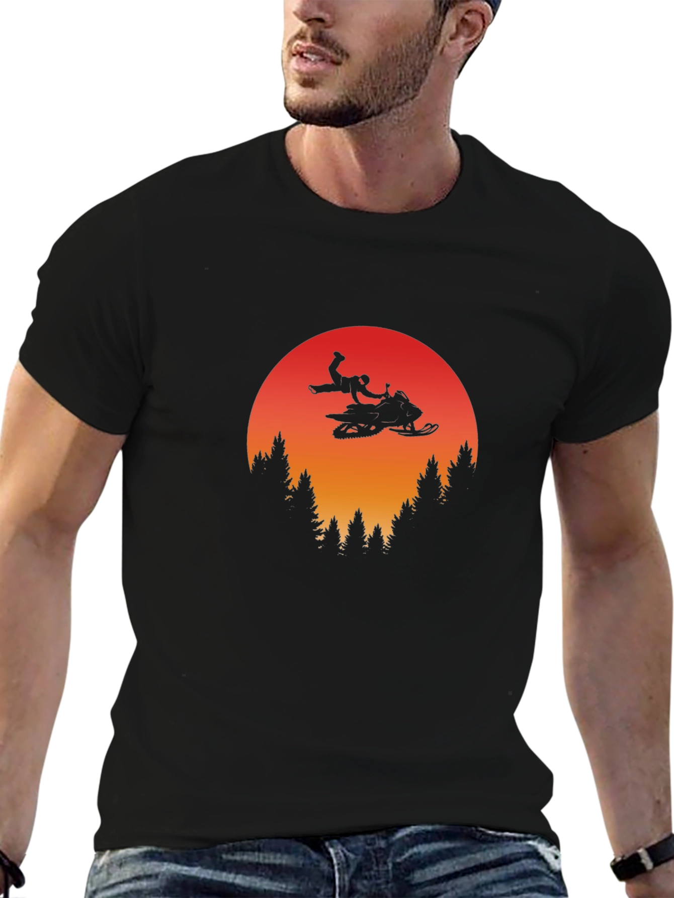Snowmobile Sunset Graphic Tee