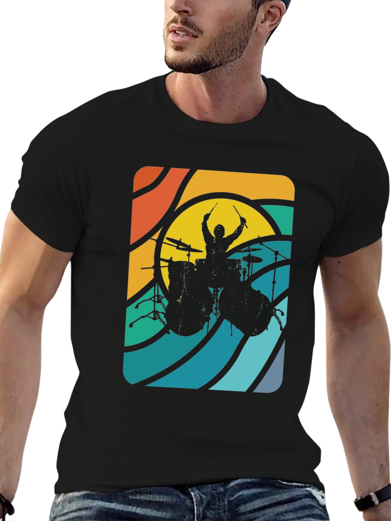 Retro Drummer Graphic Tee - Cool Musician T-Shirt