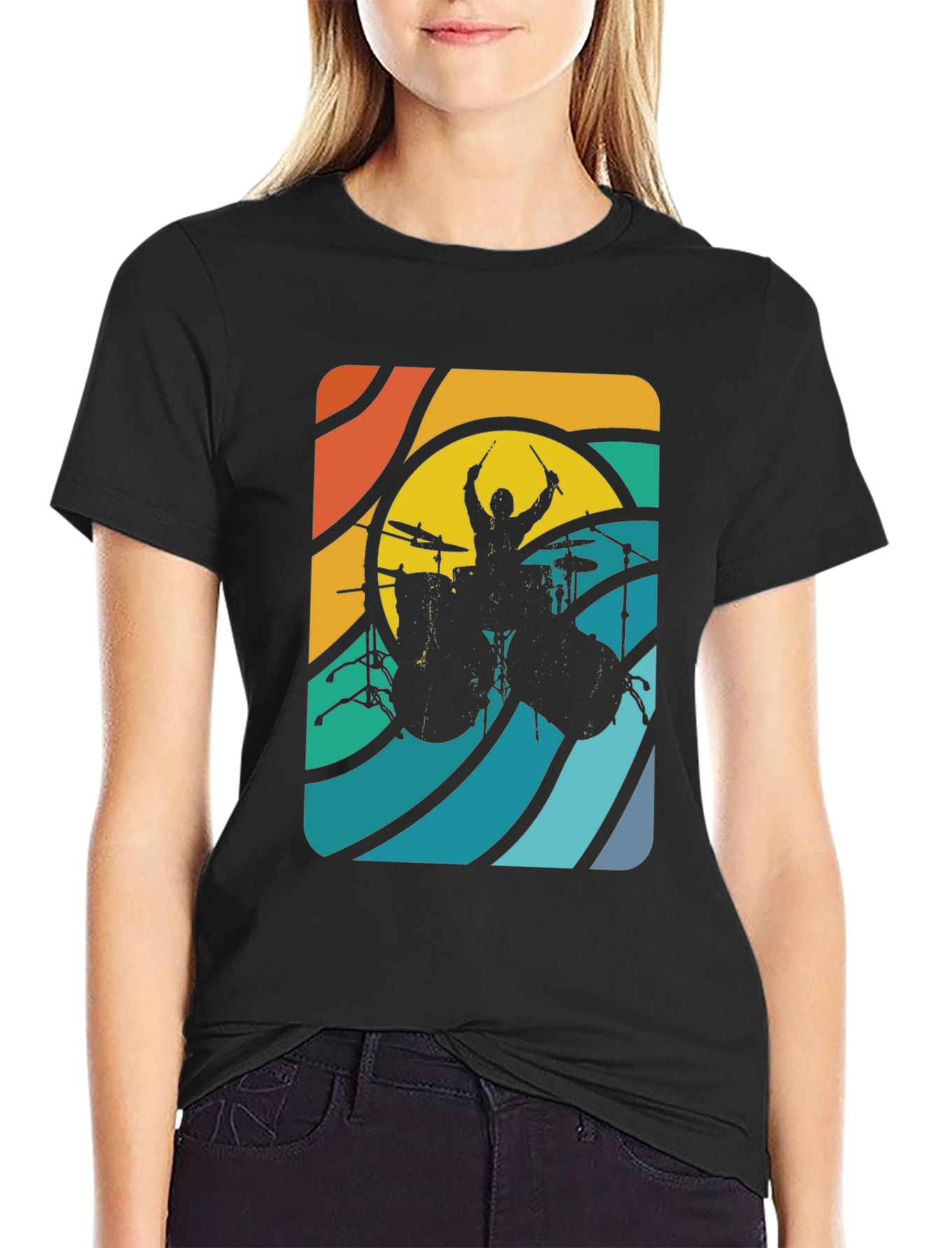 Retro Drummer Graphic Tee - Cool Musician T-Shirt