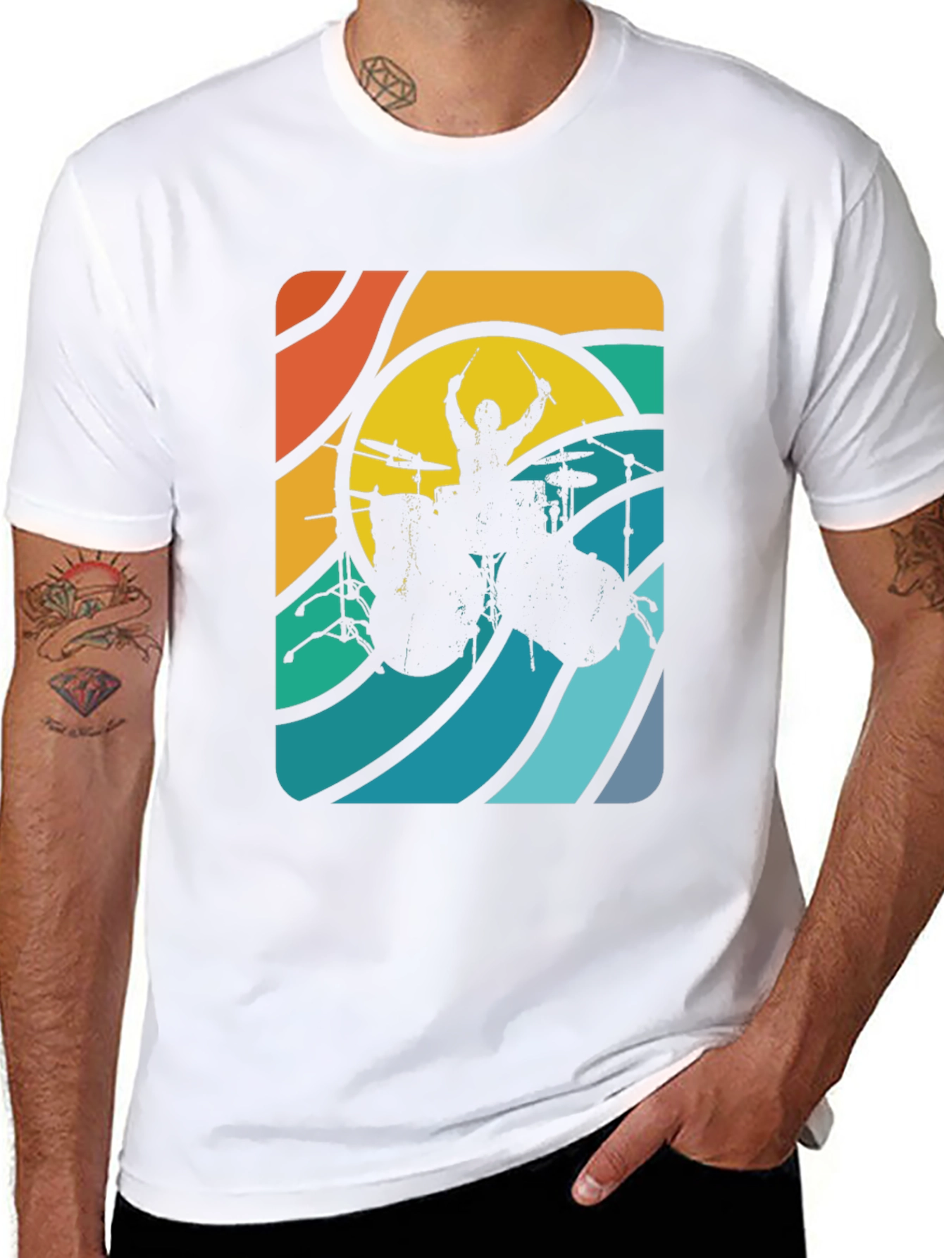 Retro Drummer Graphic Tee - Cool Musician T-Shirt