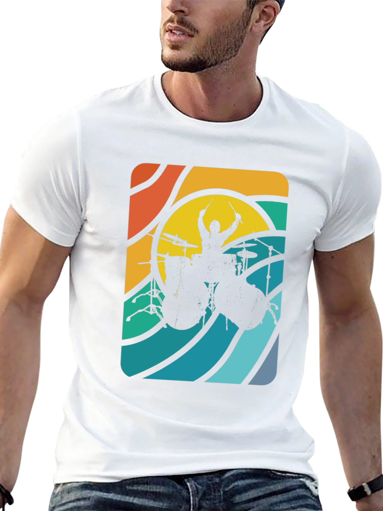 Retro Drummer Graphic Tee - Cool Musician T-Shirt