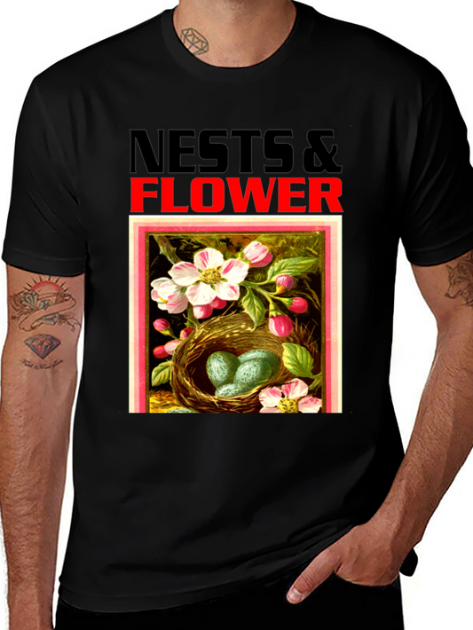 Nests & Flower Graphic T-Shirt