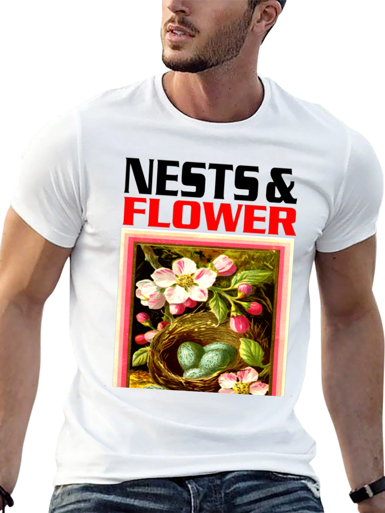 Nests & Flower Graphic T-Shirt