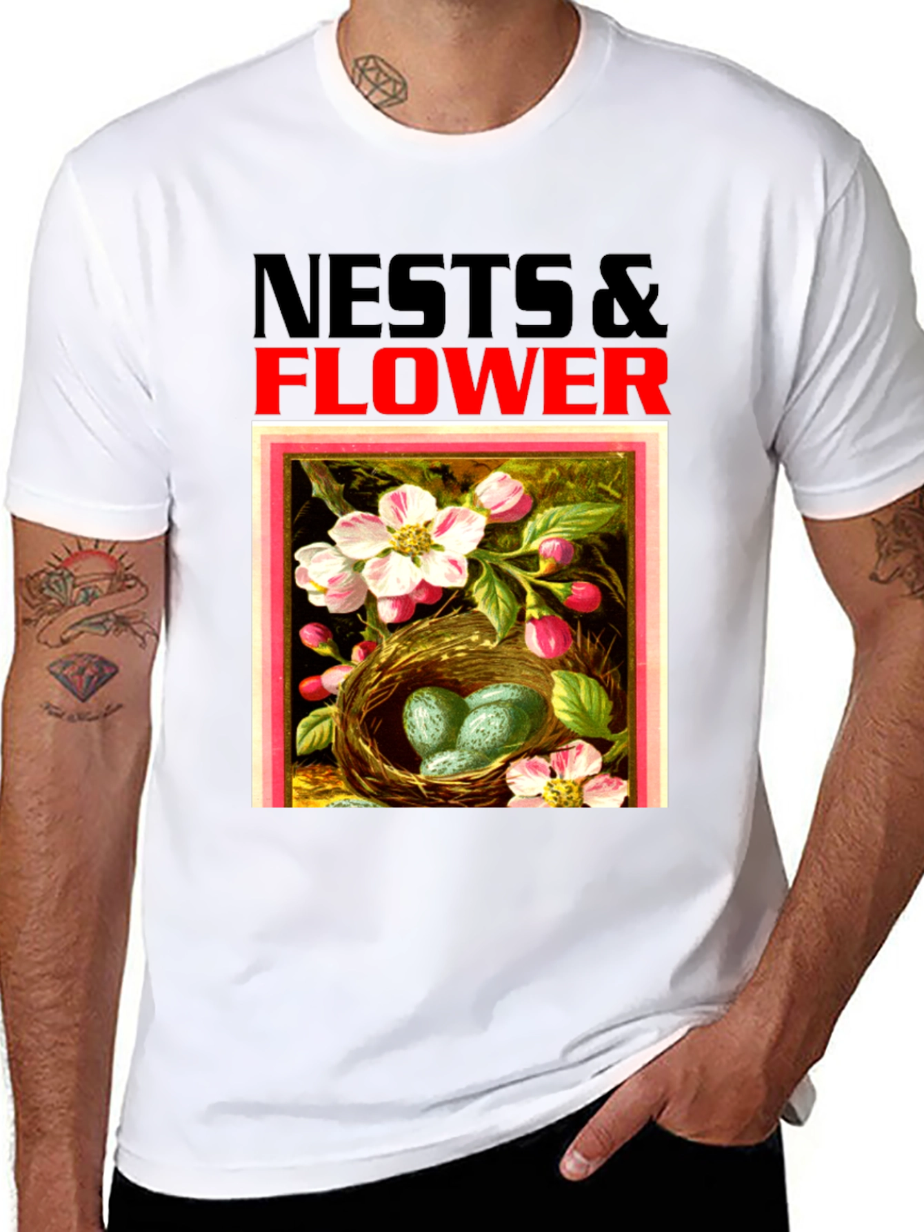 Nests & Flower Graphic T-Shirt
