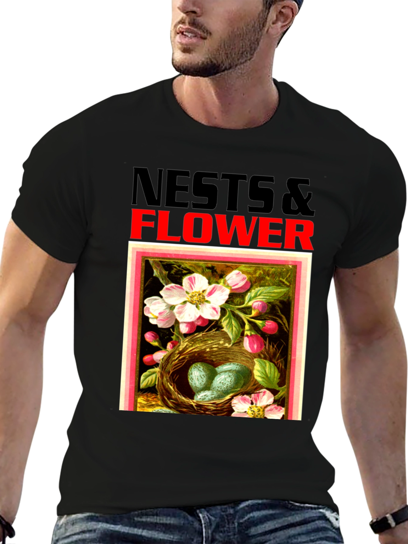 Nests & Flower Graphic T-Shirt