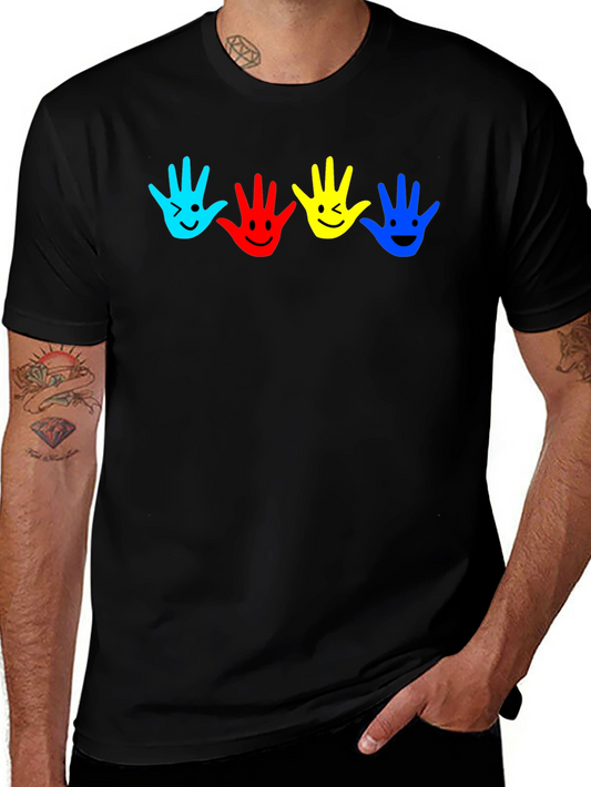 Colorful Handprint Smile Graphic Tee