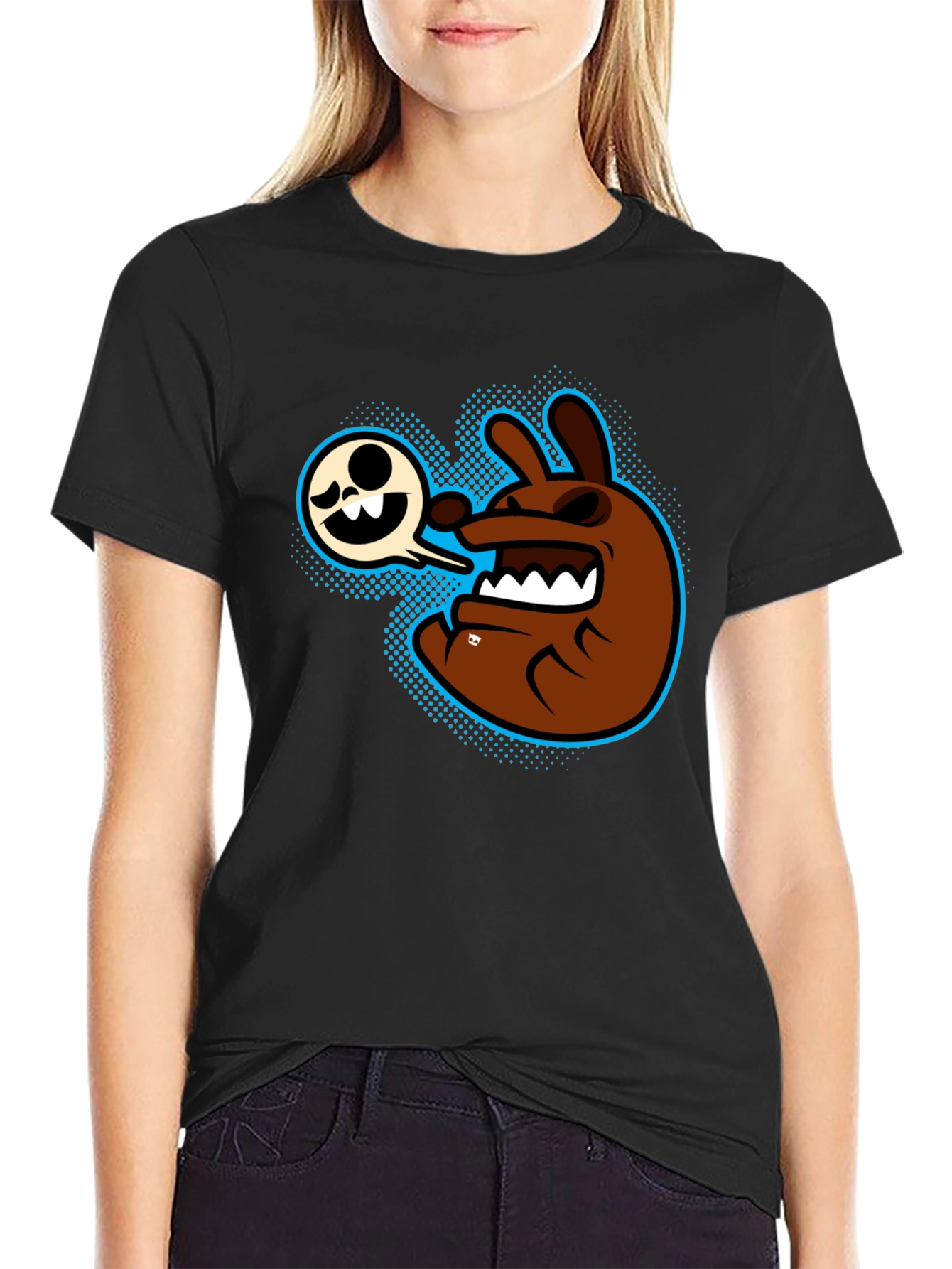 Cartoon Character Graphic T-Shirt - Mens Black Tee