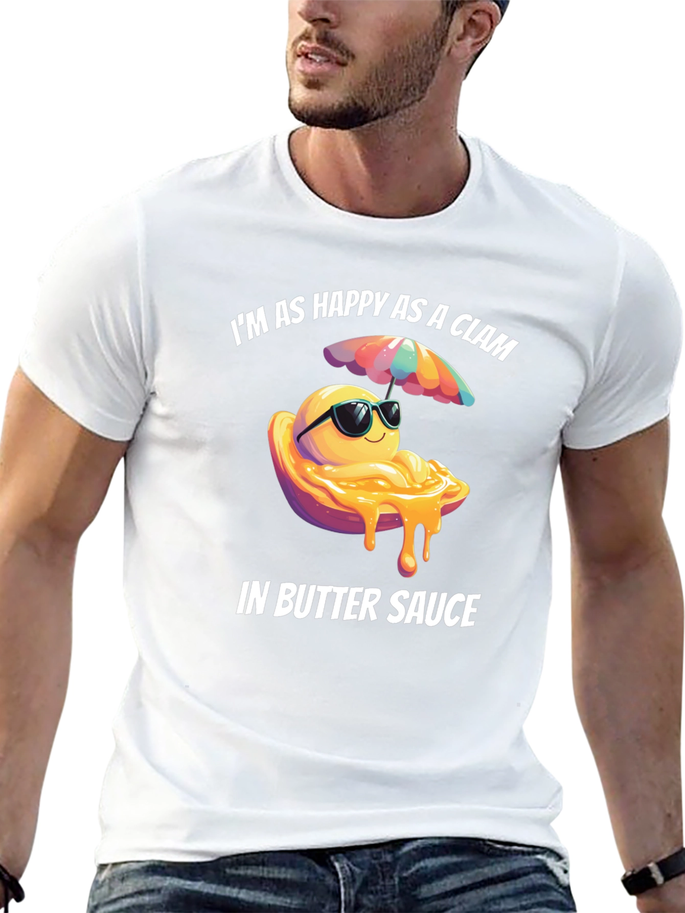 Happy Clam in Butter Sauce Graphic T-Shirt