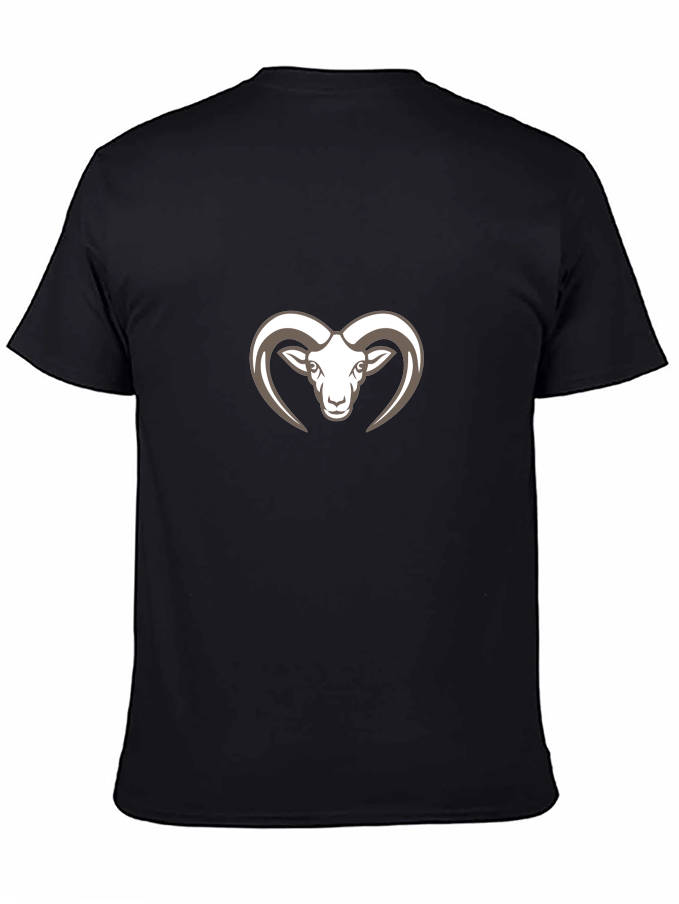 Black T-Shirt with Ram Head Graphic