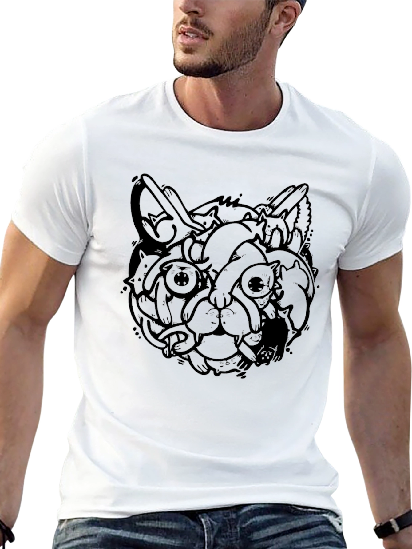 Cool Cat Head Graphic Tee