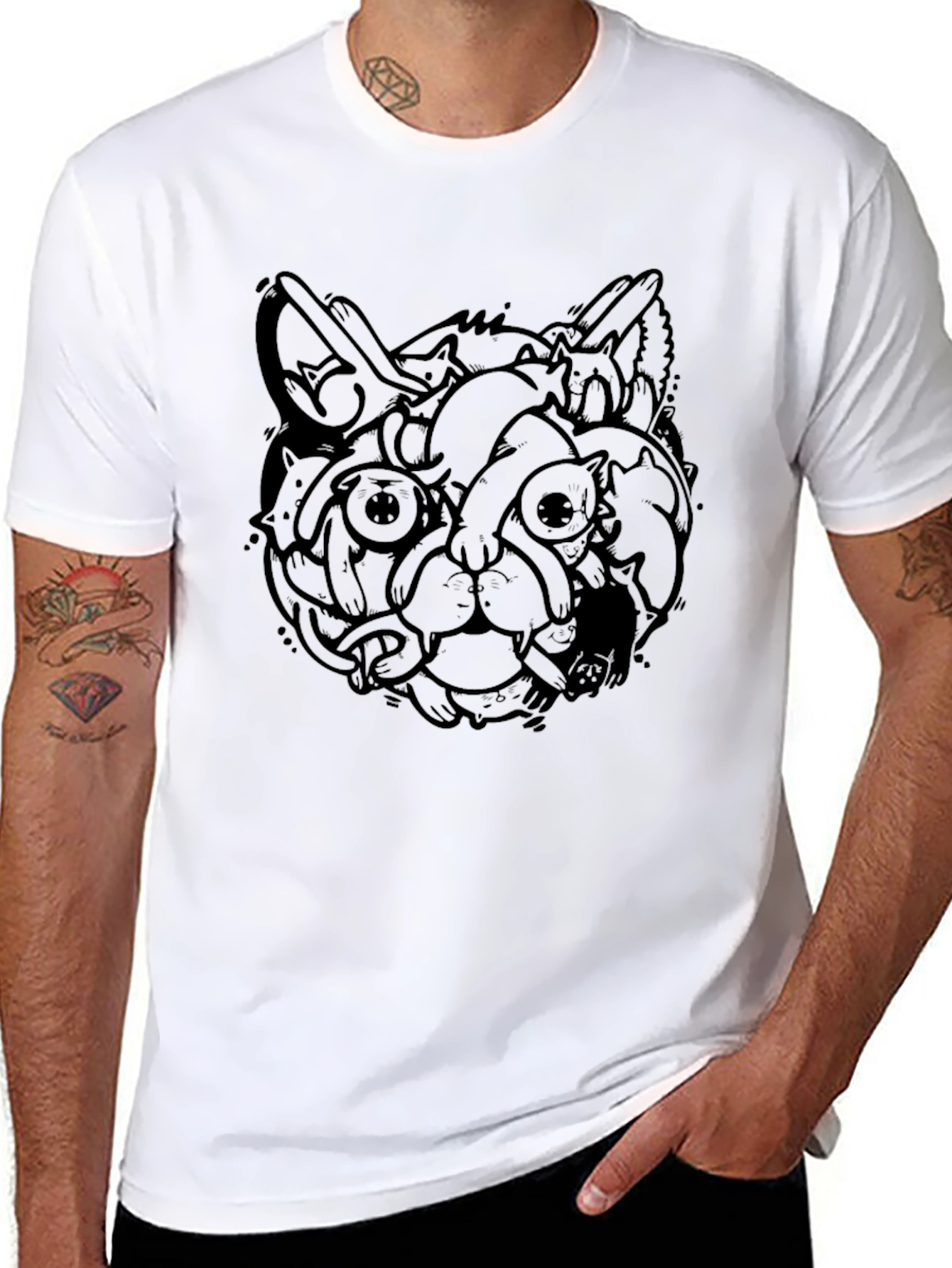 Cool Cat Head Graphic Tee