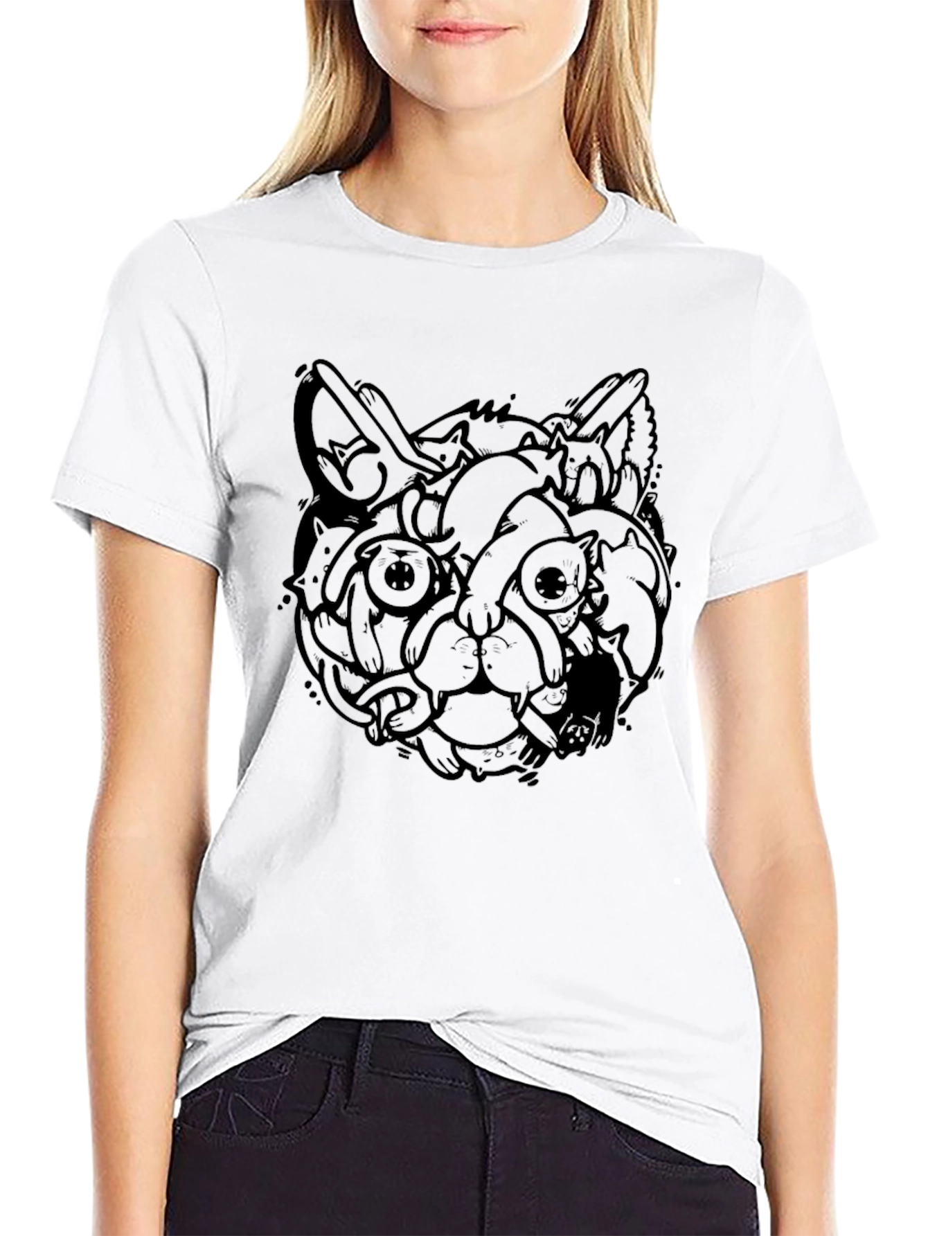 Cool Cat Head Graphic Tee
