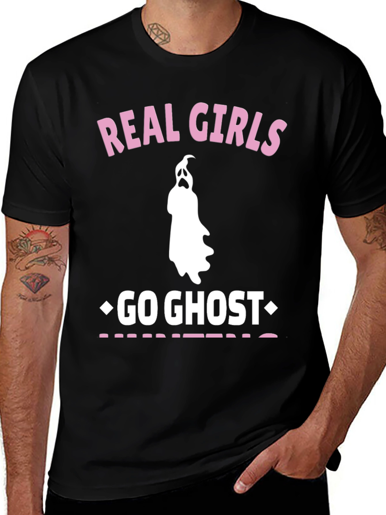 Real Girls Go Ghost Hunting T-Shirt - Black Tee