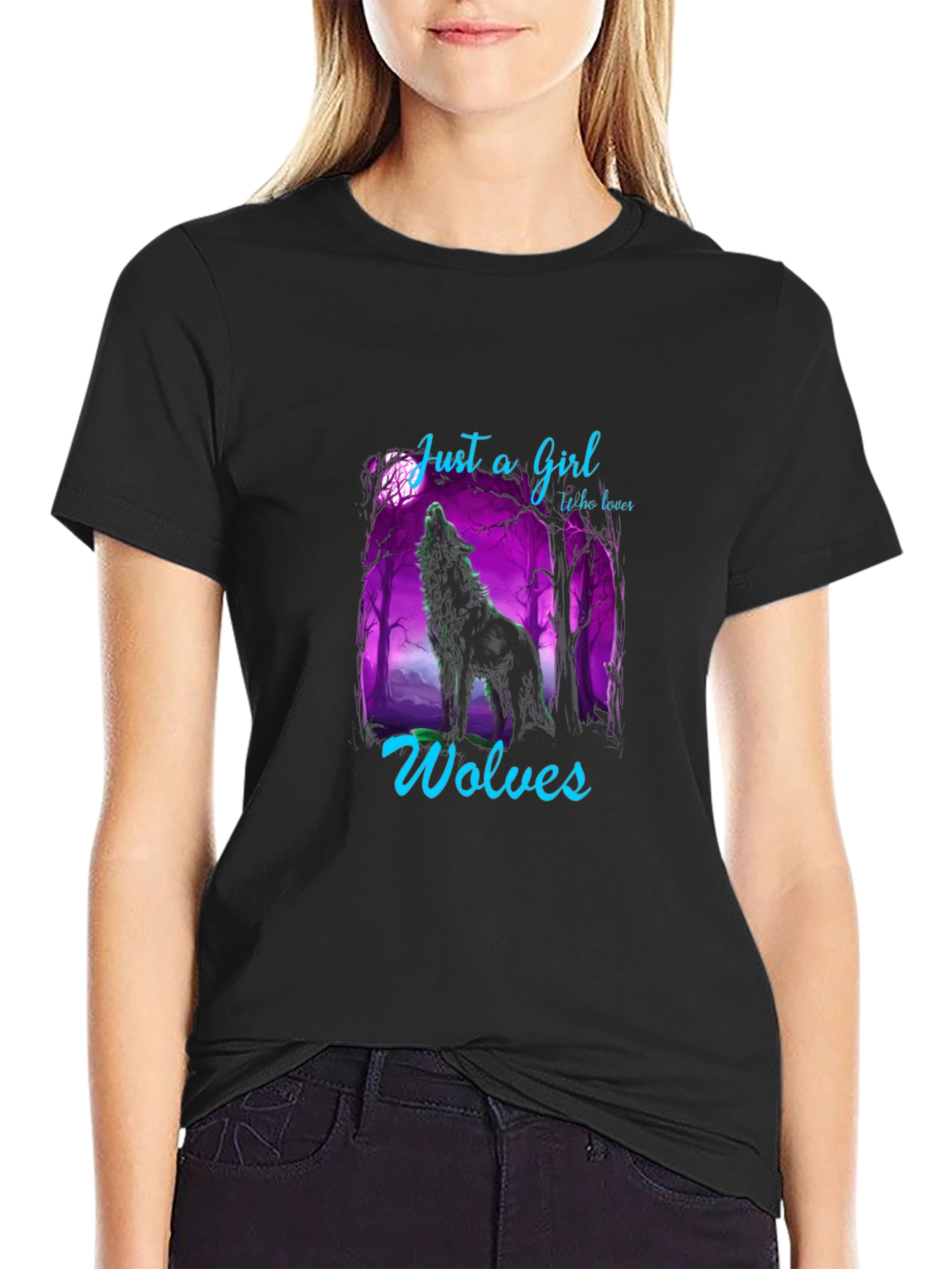 Just A Girl Who Loves Wolves Graphic T-Shirt