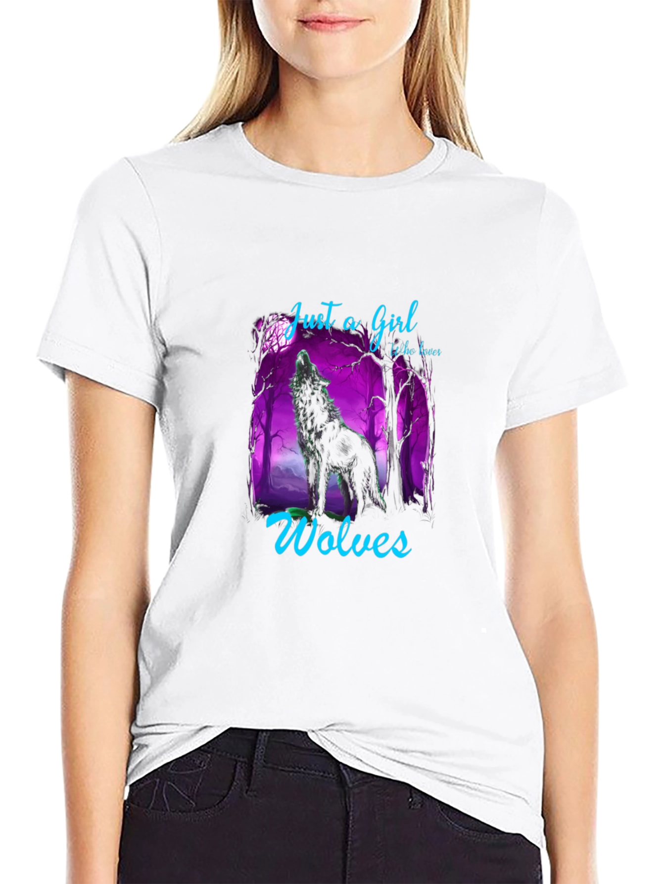 Just A Girl Who Loves Wolves Graphic T-Shirt