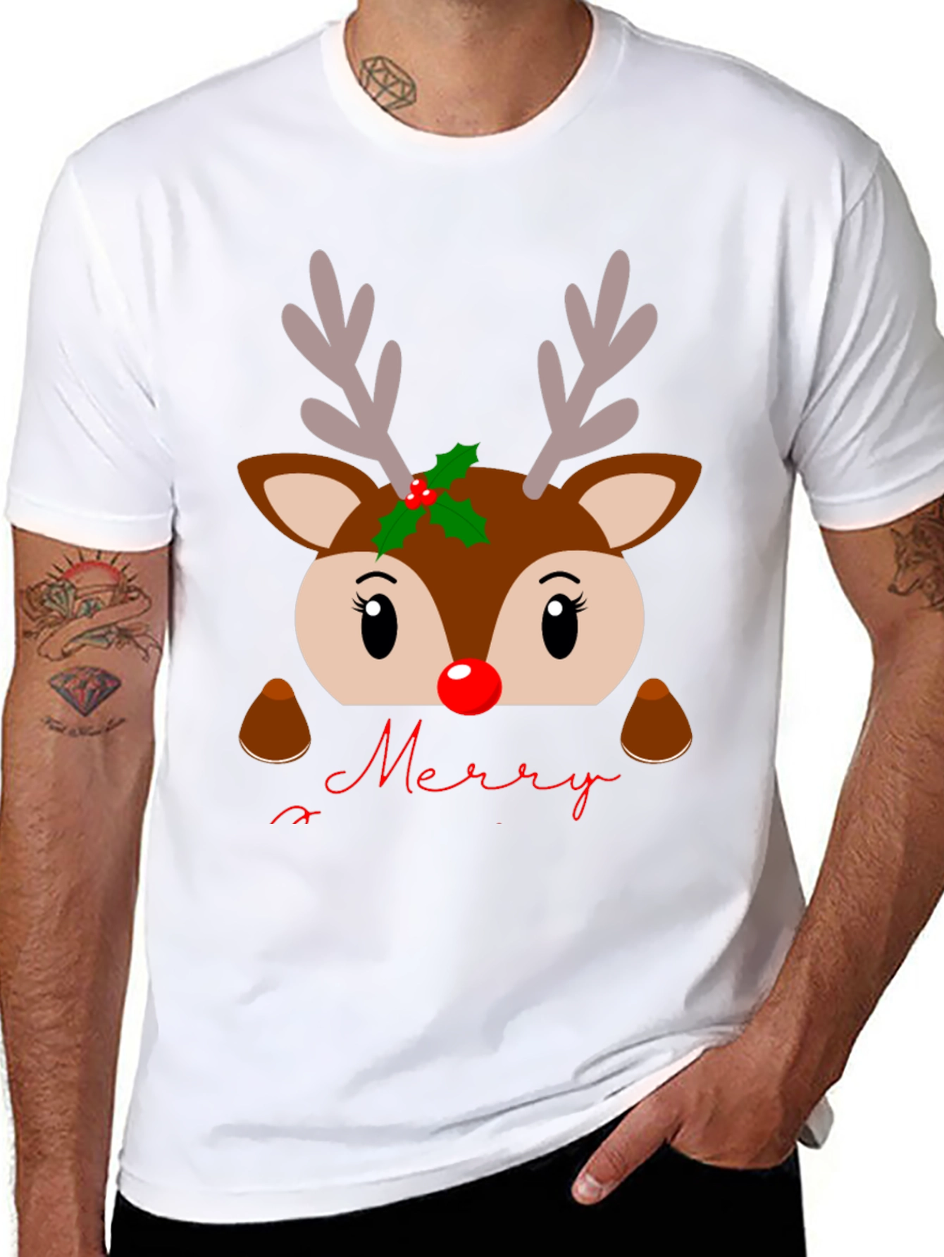 Festive Reindeer Merry Christmas T-Shirt