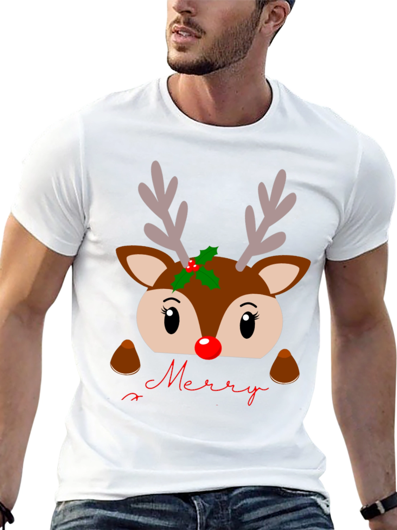 Festive Reindeer Merry Christmas T-Shirt