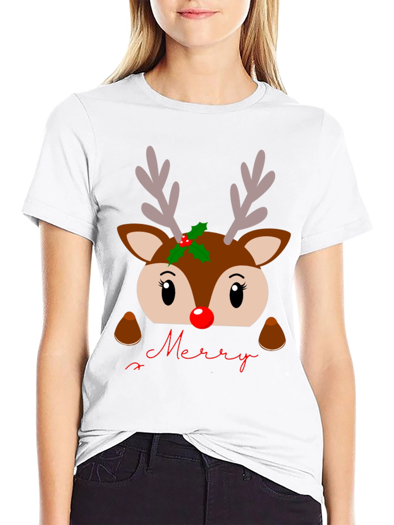 Festive Reindeer Merry Christmas T-Shirt
