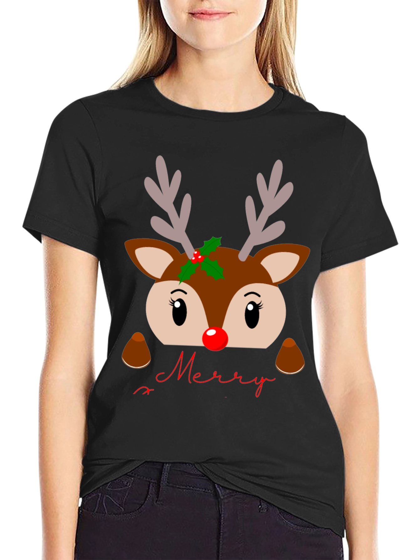 Festive Reindeer Merry Christmas T-Shirt