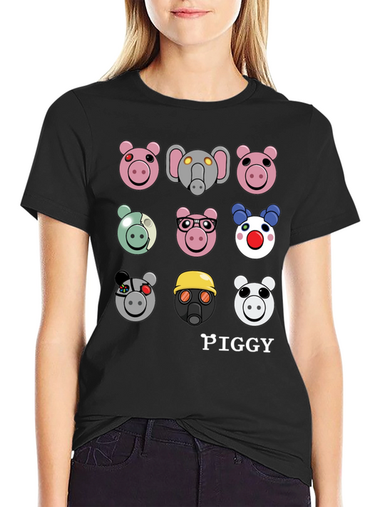 Piggy Character T-Shirt - Trendy Pig Cartoon Tee