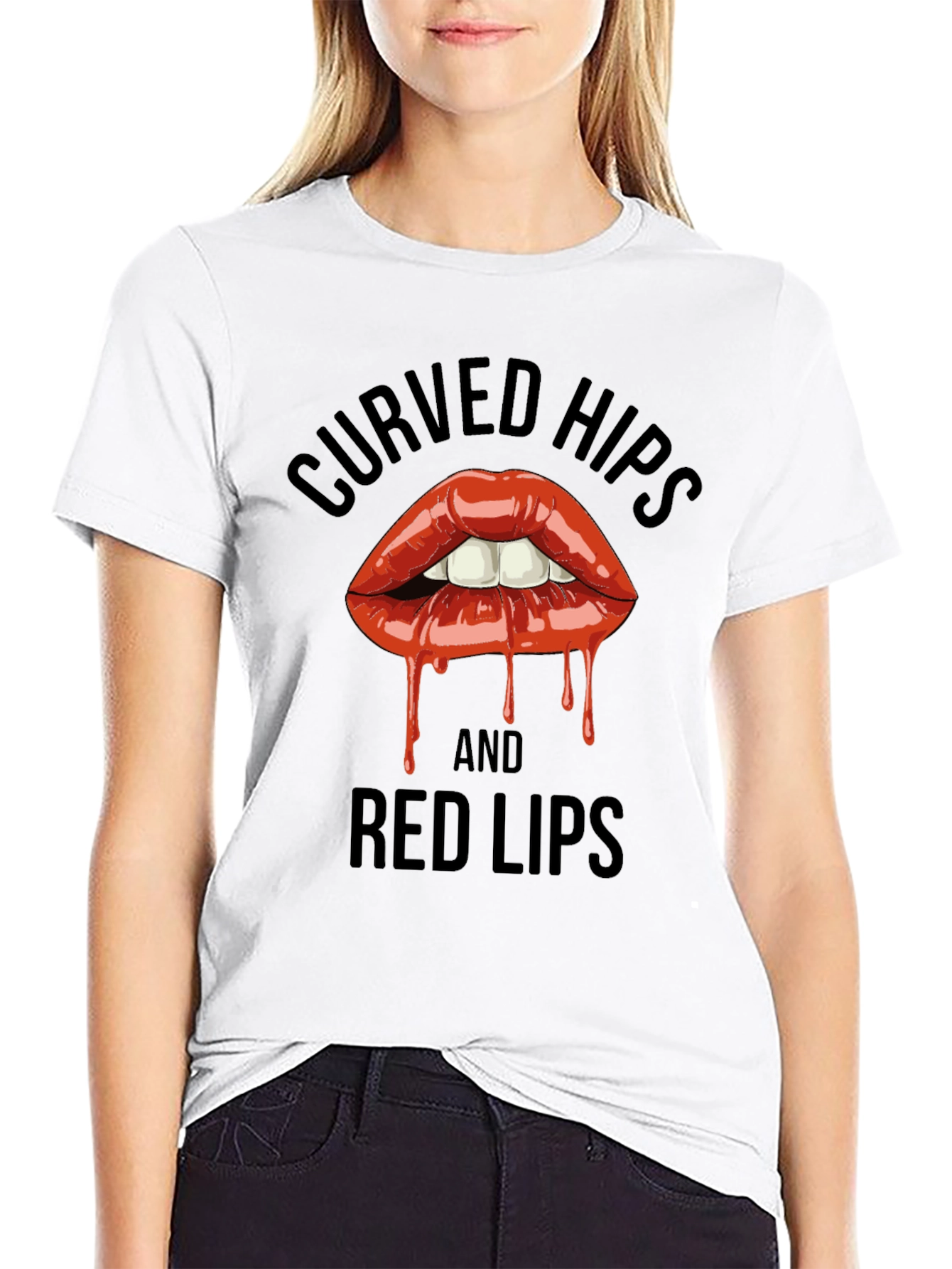 Curved Hips and Red Lips Graphic T-Shirt