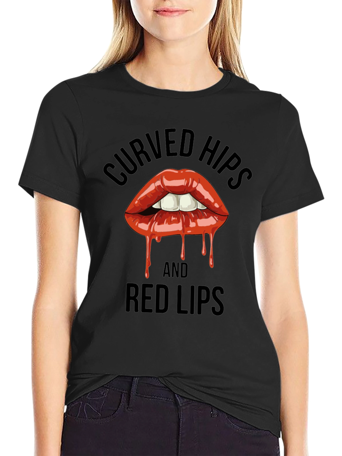 Curved Hips and Red Lips Graphic T-Shirt