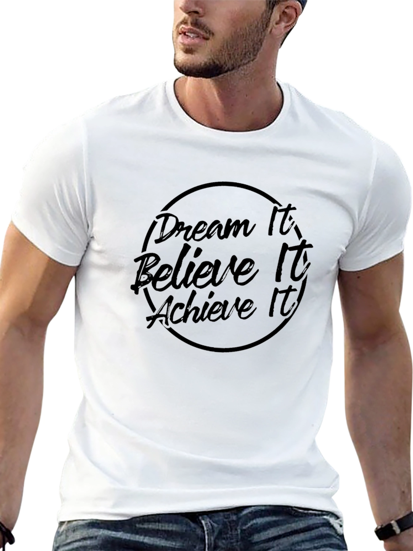 Motivational Dream Believe Achieve Black T-Shirt